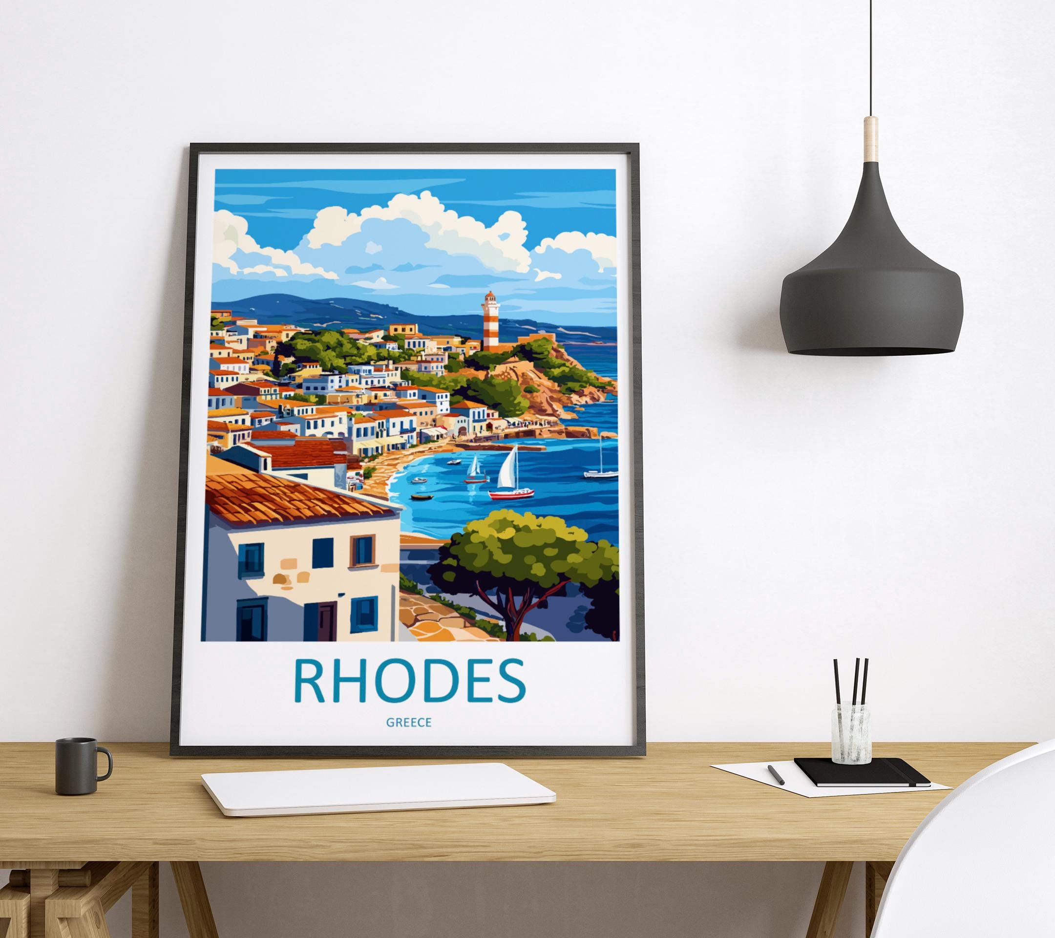 Rhodes Travel Print Wall Art Rhodes Greece Wall Hanging Home Decoration Rhodes Gift Art Lovers Wall Art Print Rhodes Greece Wall Poster Art