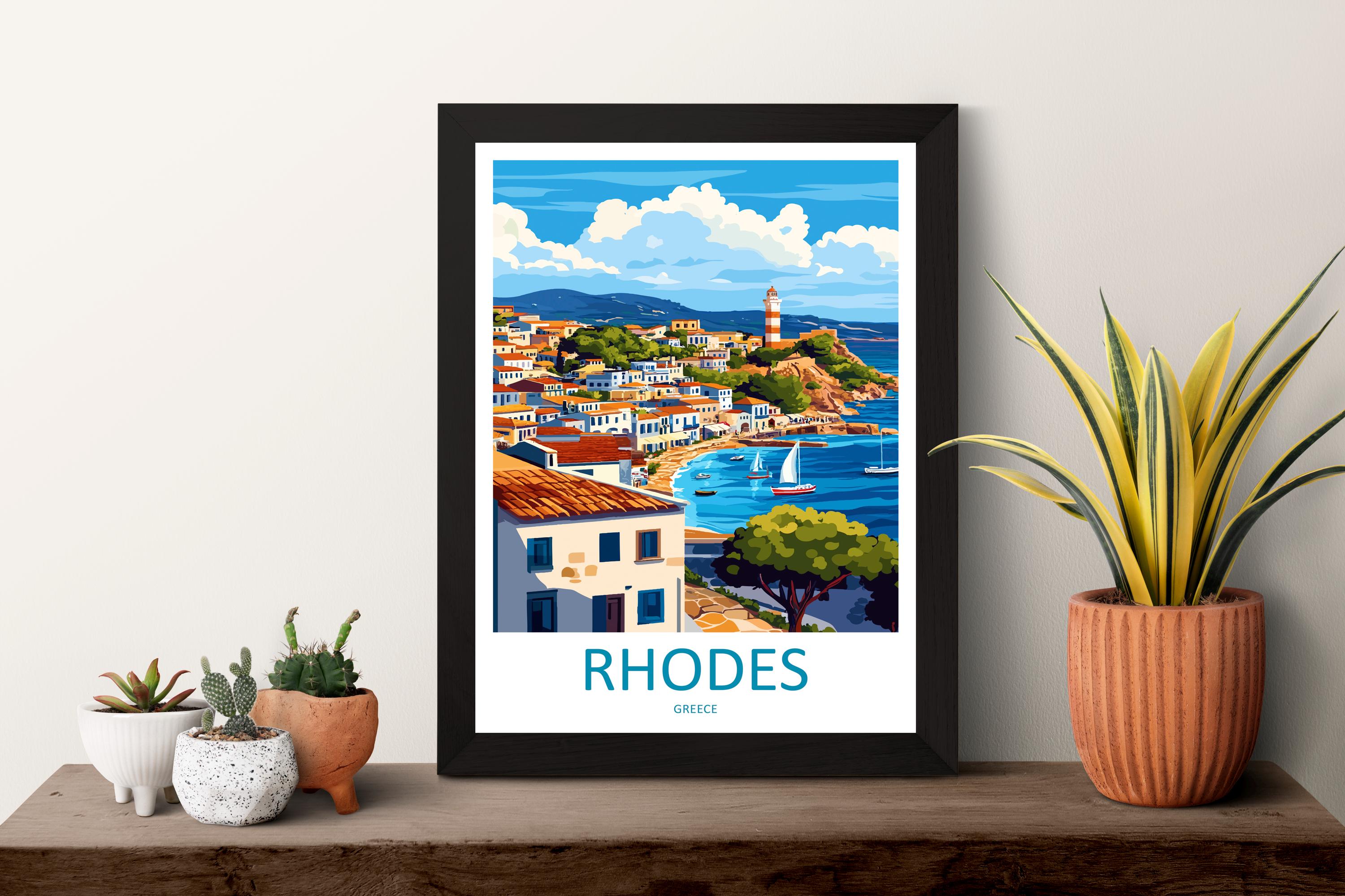 Rhodes Travel Print Wall Art Rhodes Greece Wall Hanging Home Decoration Rhodes Gift Art Lovers Wall Art Print Rhodes Greece Wall Poster Art