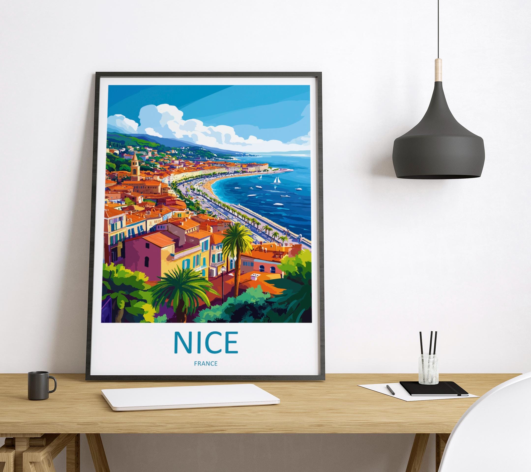 Nice France Print Nice France Home Decor Cityscape Art Print Nice France Wall Art for Travel Enthusiast Gift Wall Hanging Nice France Poster