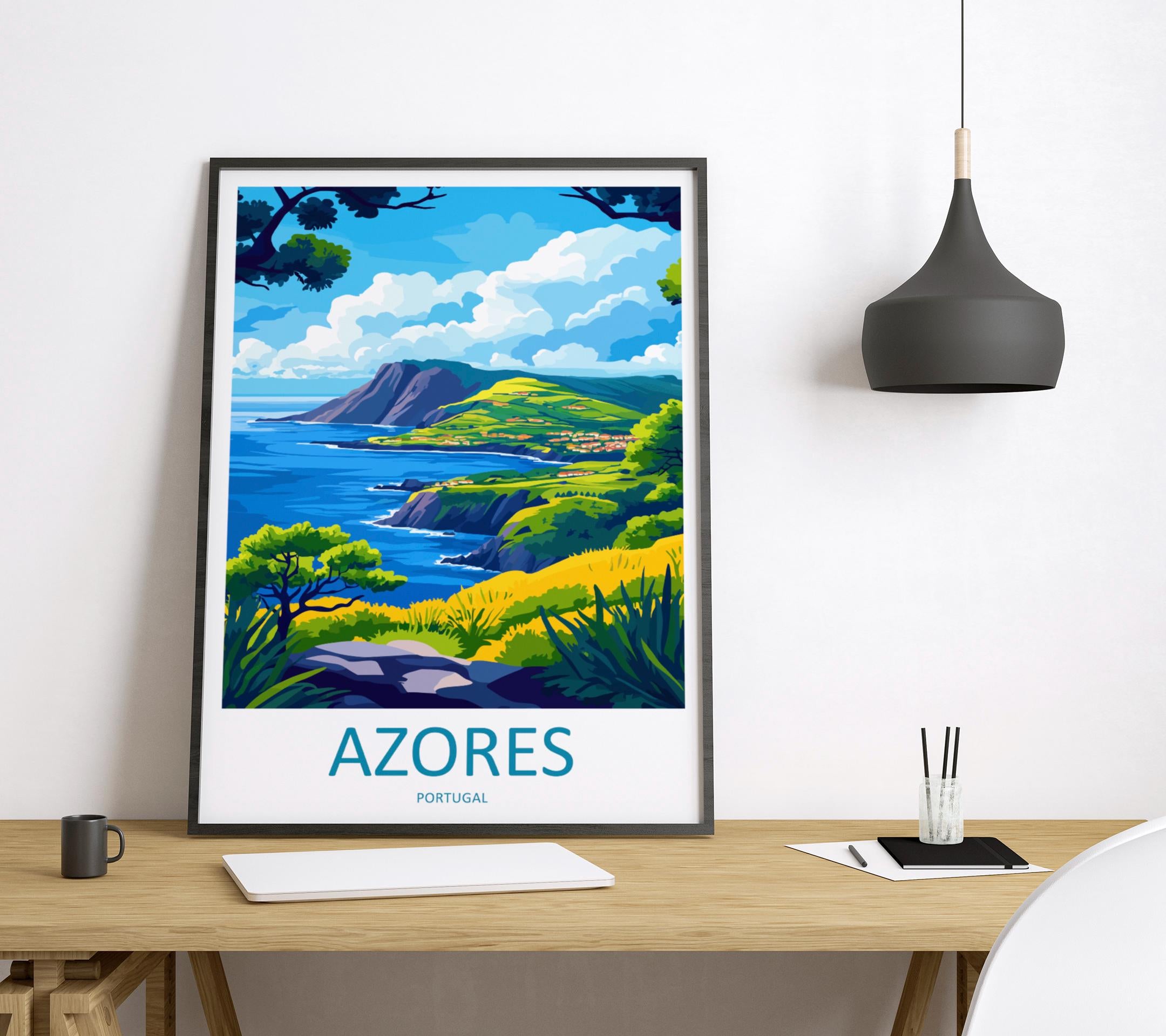 Azores Travel Print Wall Art Azores Wall Hanging Home Décor Azores Gift Art Lovers Portugal Art Lover Gift Azores Wall Décor Print