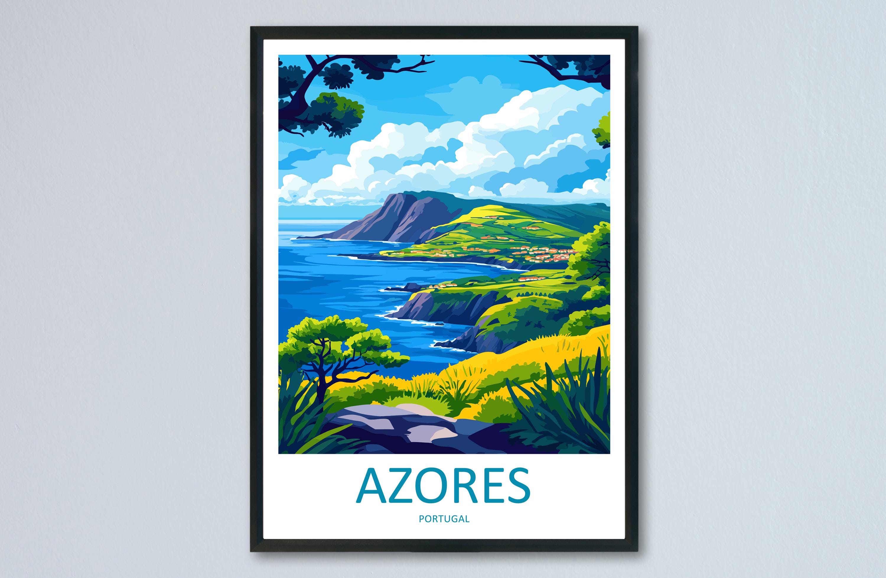 Azores Travel Print Wall Art Azores Wall Hanging Home Décor Azores Gift Art Lovers Portugal Art Lover Gift Azores Wall Décor Print