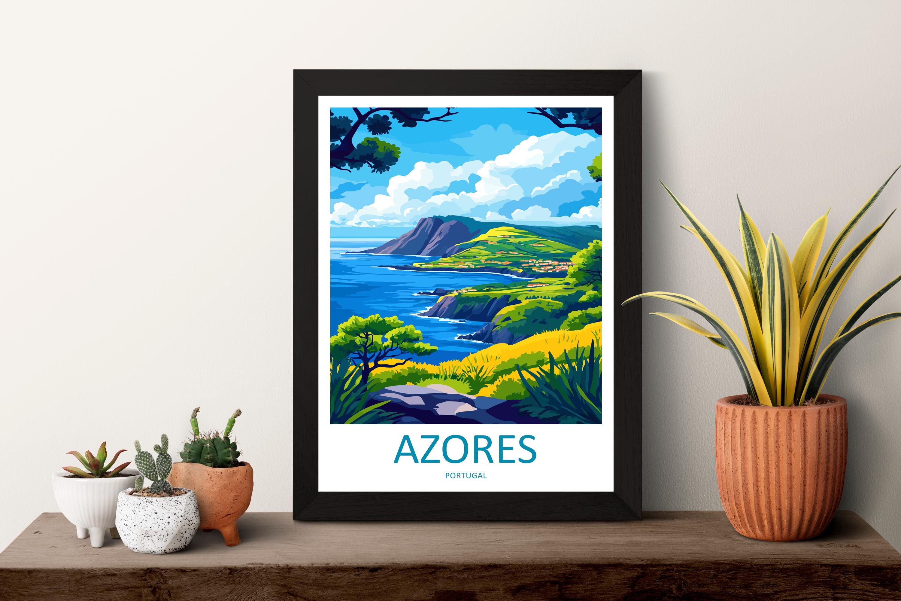 Azores Travel Print Wall Art Azores Wall Hanging Home Décor Azores Gift Art Lovers Portugal Art Lover Gift Azores Wall Décor Print