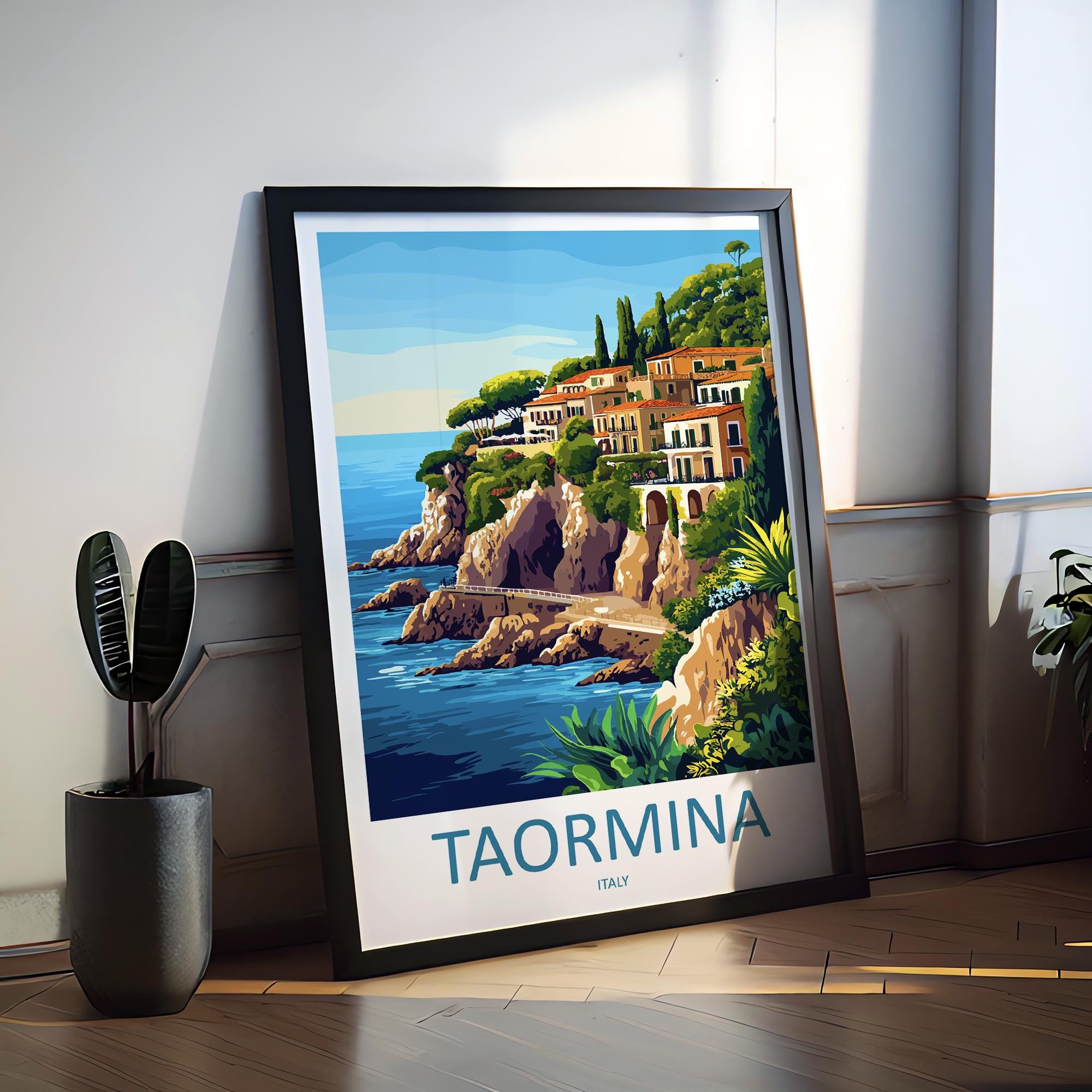 Taormina Travel Print Wall Art Taormina Wall Hanging Home Décor Taormina Gift Art Lovers Italy Art Lover Gift Taormina Print Taormina Art