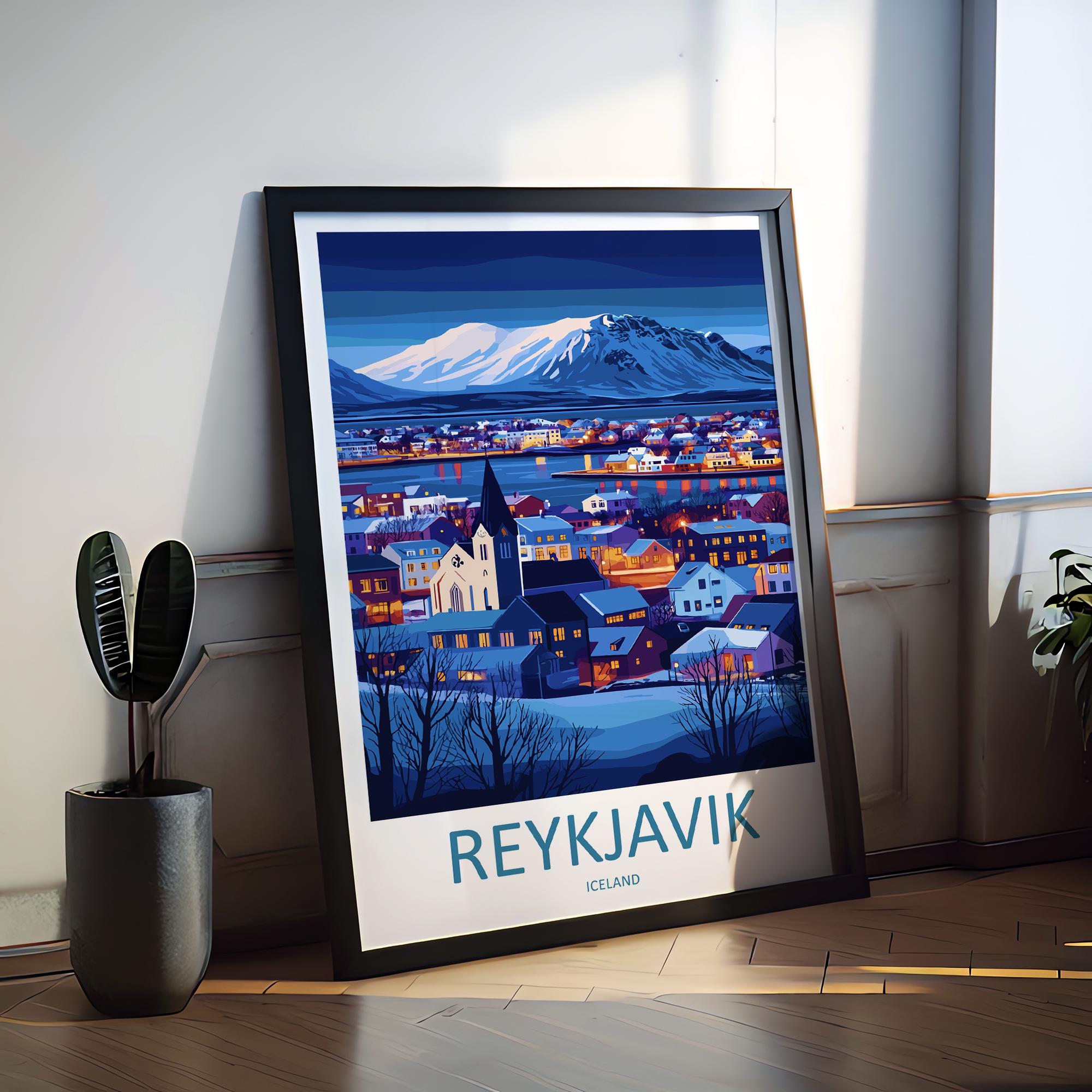 Reykjavik Travel Print Wall Art Reykjavik Wall Hanging Home Décor Reykjavik Gift Art Lovers Iceland Art Lover Gift Reykjavik Wall Decor