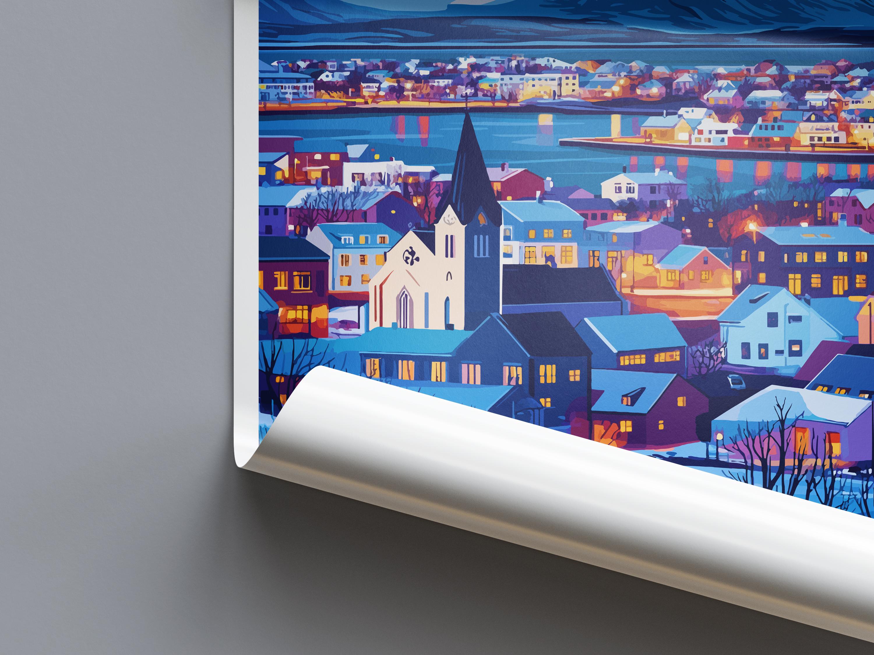 Reykjavik Travel Print Wall Art Reykjavik Wall Hanging Home Décor Reykjavik Gift Art Lovers Iceland Art Lover Gift Reykjavik Wall Decor