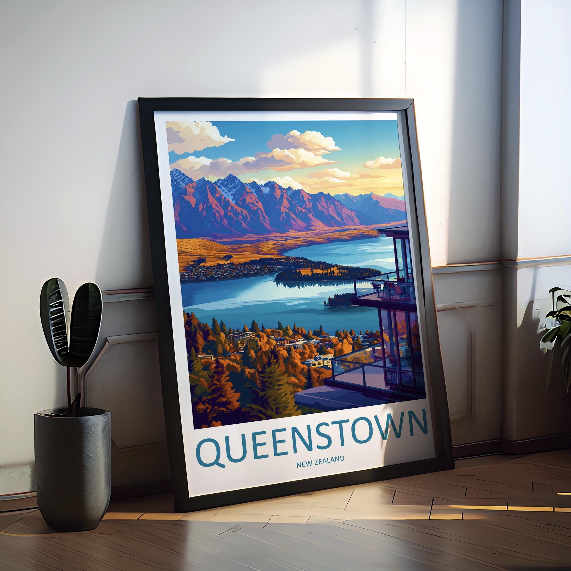 Queenstown Travel Print Wall Art Queenstown Wall Hanging Home Décor Queenstown Gift Art Lovers New Zealand Art Lover Gift Print Queenstown