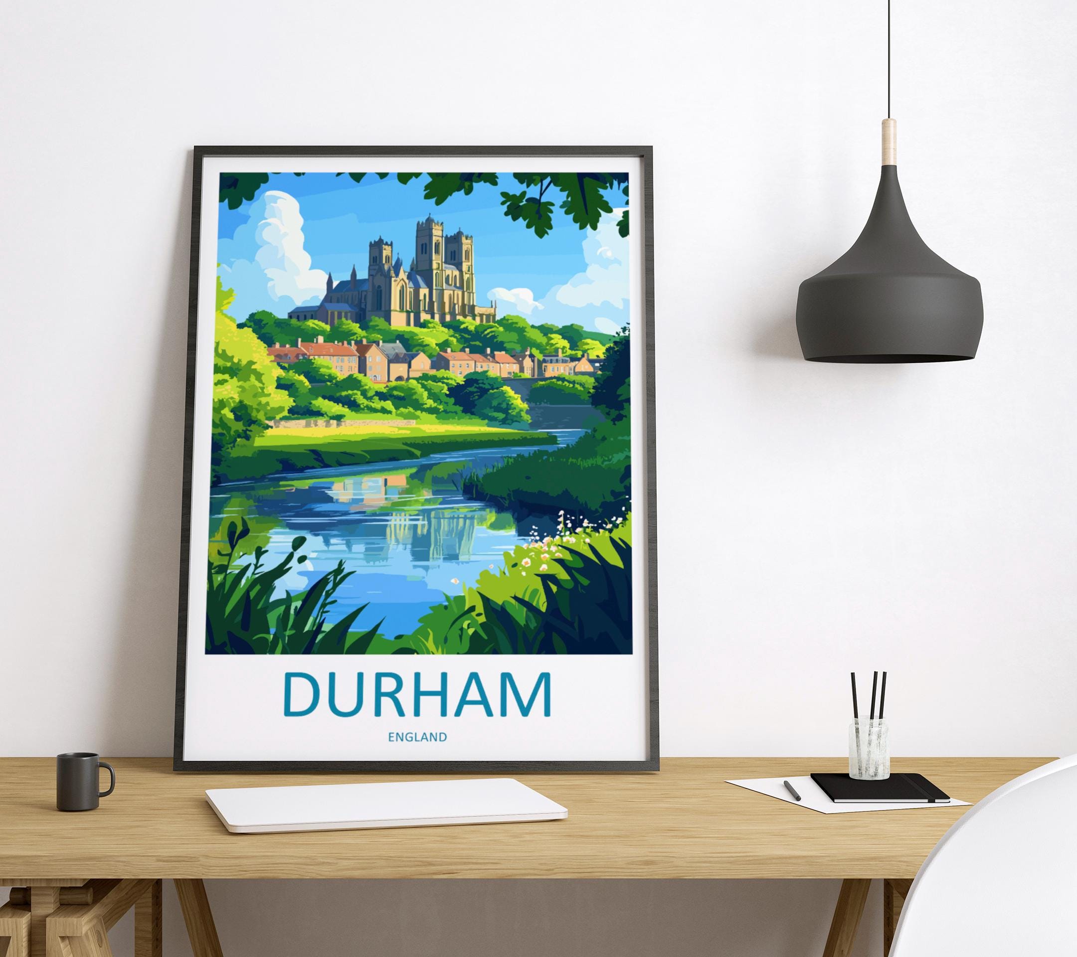 Durham Travel Print Wall Art Durham Wall Hanging Home Décor Durham Gift Art Lovers England Art Lover Gift Durham Travel Art Gift