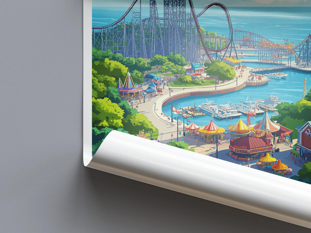 Cedar Point Travel Print Home Décor Cityscape Art Print Cedar Point Wall Art Travel Gift Wall Hanging Cedar Point Ohio Poster Art Ohio Print