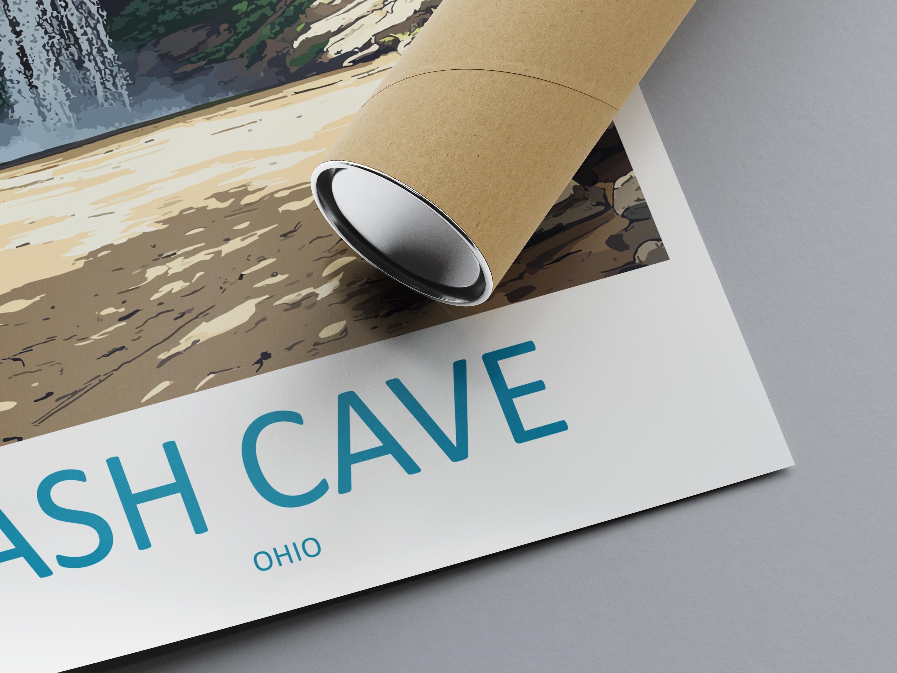 Ash Cave Travel Print Ash Cave Wall Decor Ohio Ash Cave Art Ash Cave Wall Art Ohio Poster Gift for Nature and Cave Explorers Ash Cave Gift