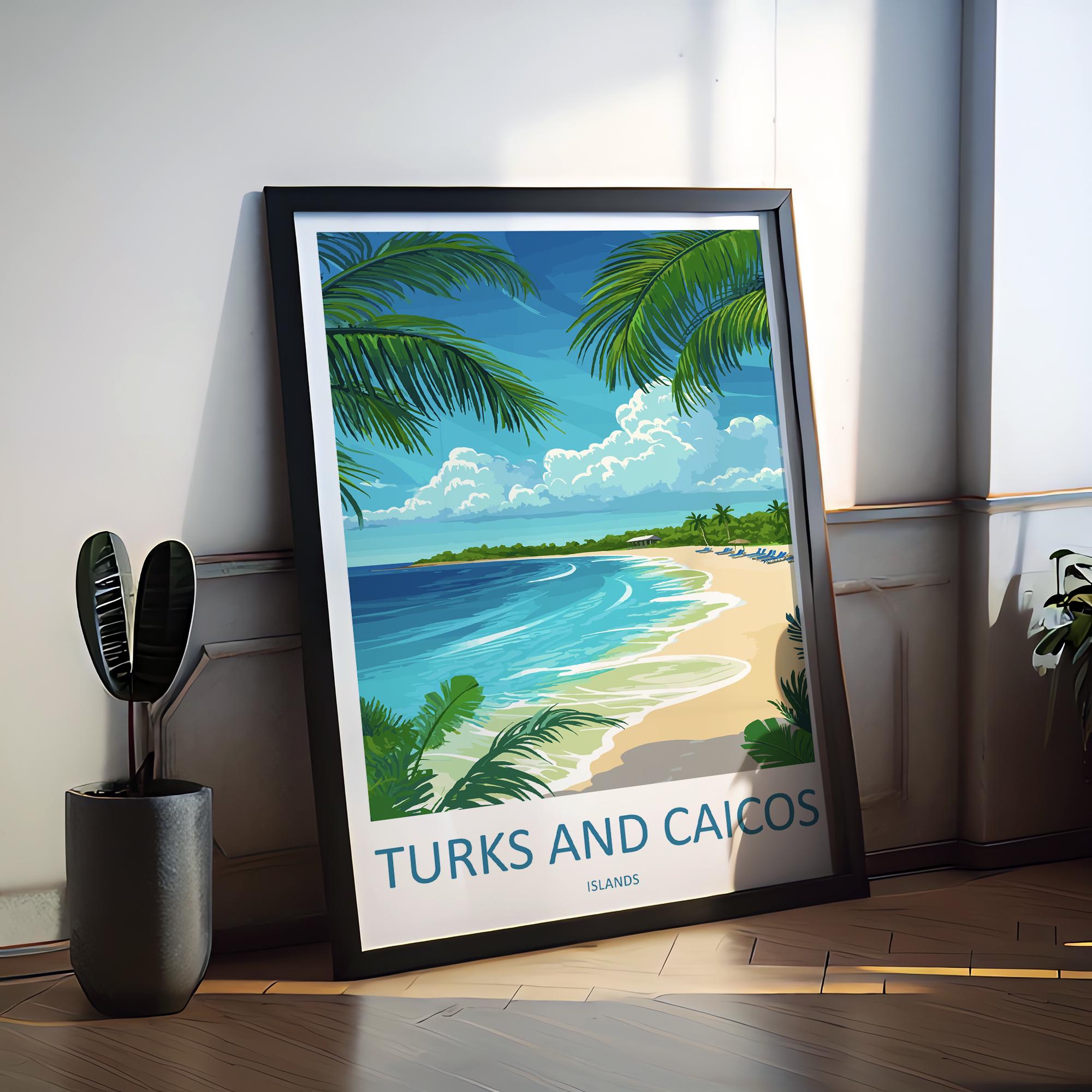 Turks and Caicos Islands Travel Print Wall Art Turks and Caicos Wall Hanging Home Décor Turks and Caicos Gift Art Lovers Wall Art Caribbean