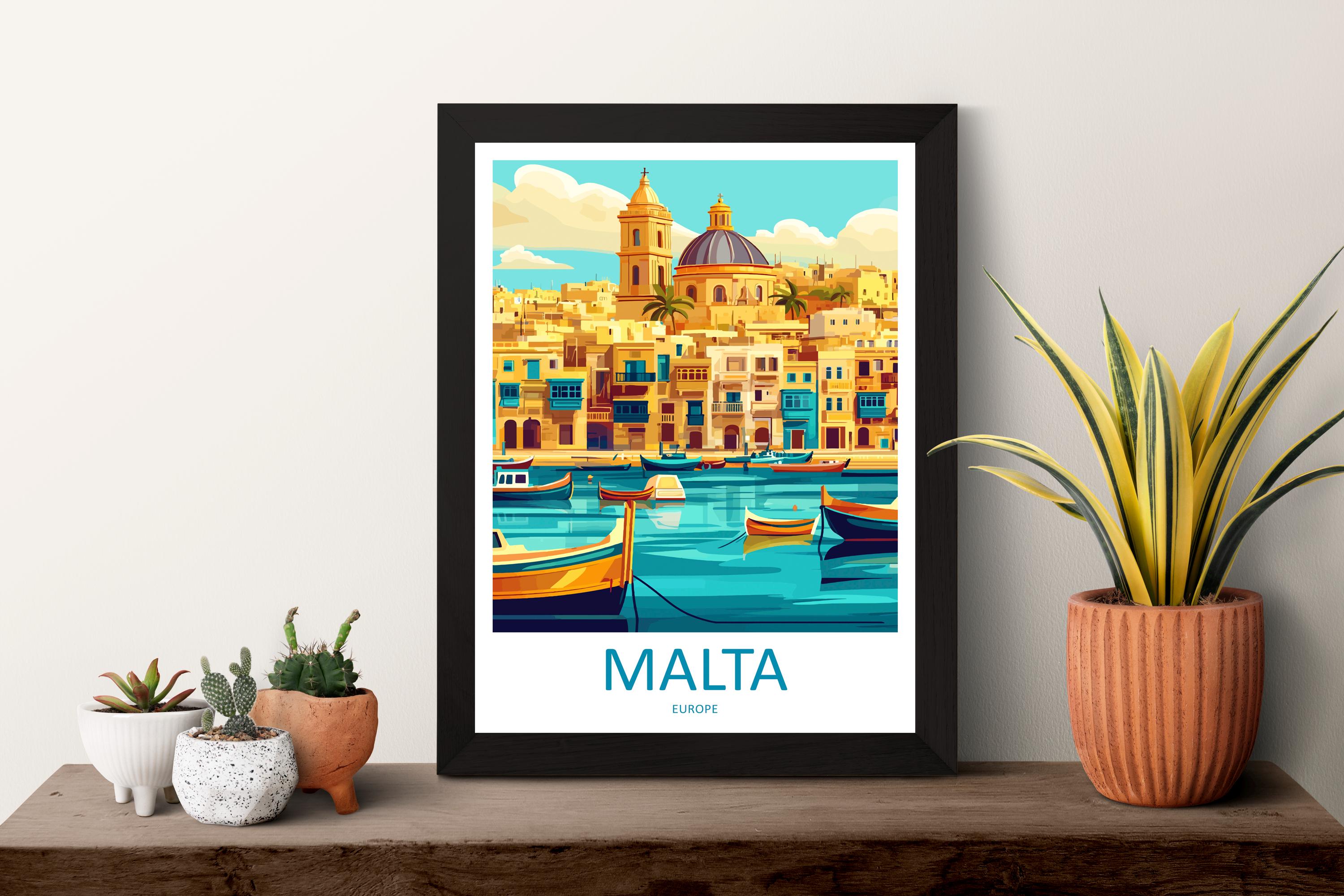 Valletta Travel Print Valletta Malta Home Décor Malta Art Print Valletta Wall Print For Malta Valletta Gift For Malta Wall Wall Hanging Art