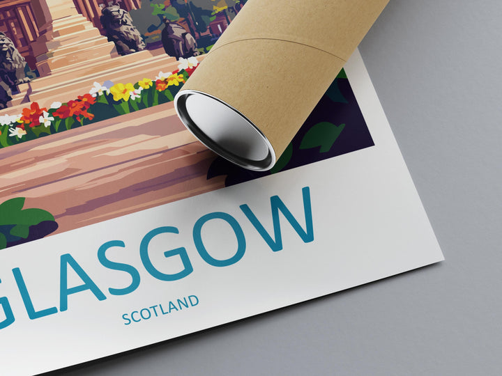 Glasgow Travel Print Wall Art Glasgow Wall Hanging Home Décor Glasgow Gift Art Lovers Scotland Art Lover Gift Glasgow Travel Artwork