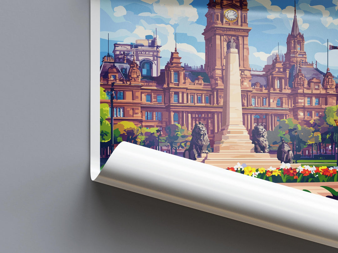 Glasgow Travel Print Wall Art Glasgow Wall Hanging Home Décor Glasgow Gift Art Lovers Scotland Art Lover Gift Glasgow Travel Artwork