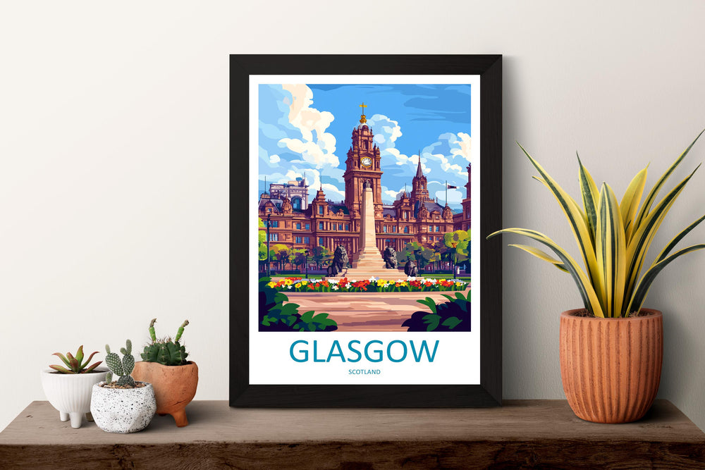 Glasgow Travel Print Wall Art Glasgow Wall Hanging Home Décor Glasgow Gift Art Lovers Scotland Art Lover Gift Glasgow Travel Artwork
