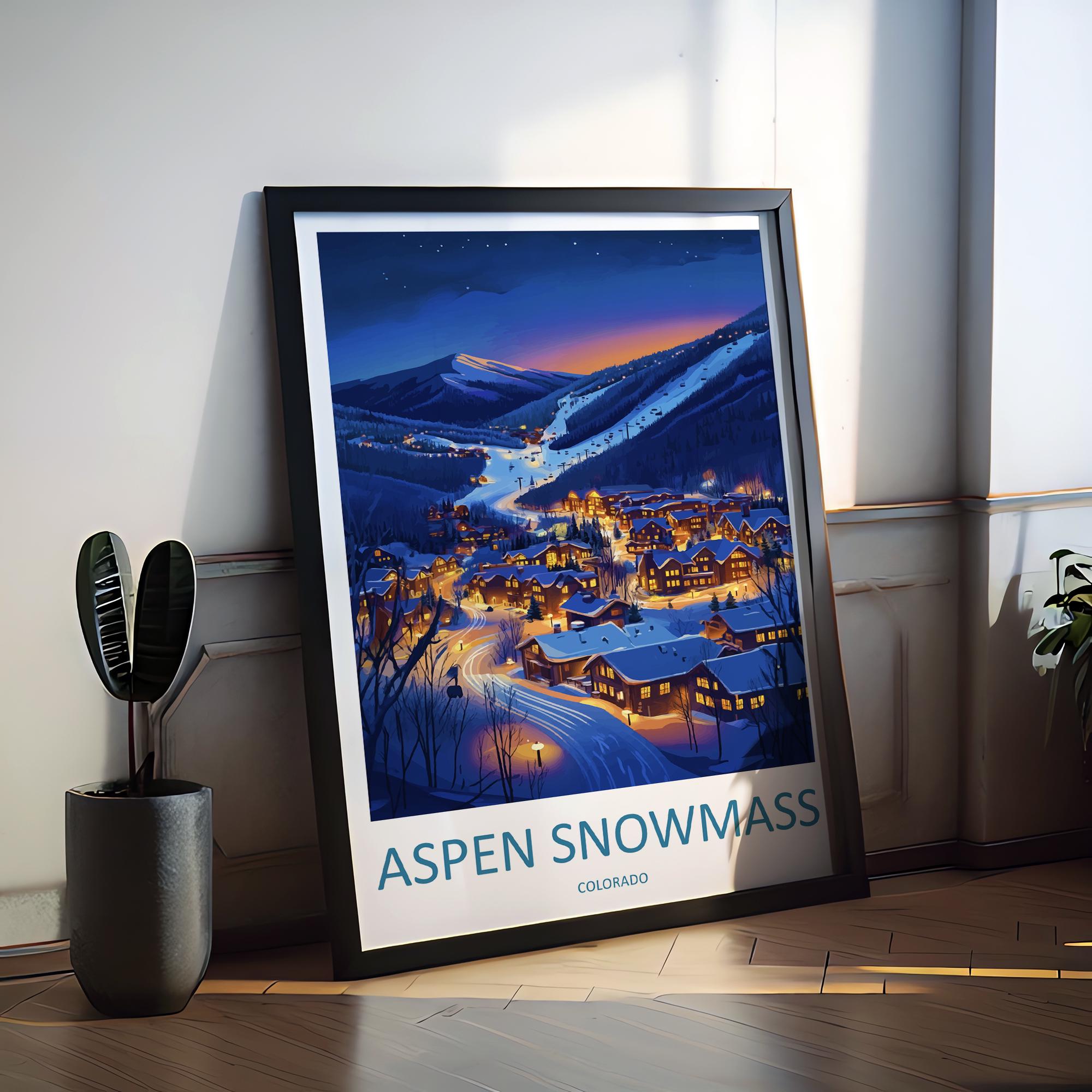 Aspen Ski Resort Travel Print Wall Art Aspen Ski Resort Wall Hanging Home Décor Aspen Ski Resort Gift Art Lovers Colorado Art Lover Gift