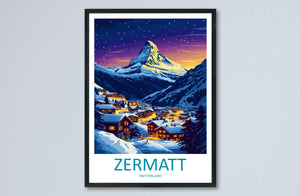 Zermatt Travel Print Wall Art Zermatt Wall Hanging Home Décor Zermatt Gift Art Lovers Ski Art Lover Gift Zermatt Print Skiing Zermatt Art