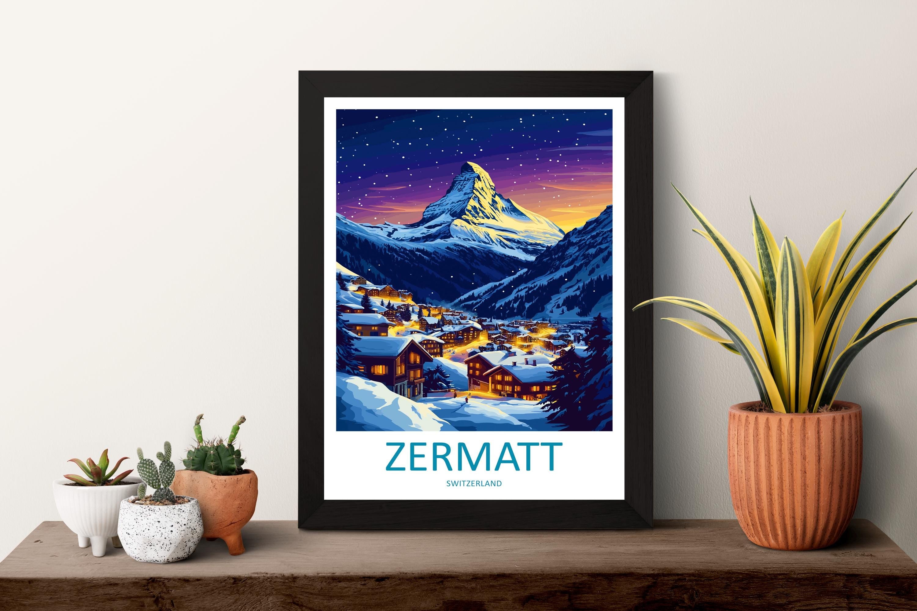 Zermatt Travel Print Wall Art Zermatt Wall Hanging Home Décor Zermatt Gift Art Lovers Ski Art Lover Gift Zermatt Print Skiing Zermatt Art