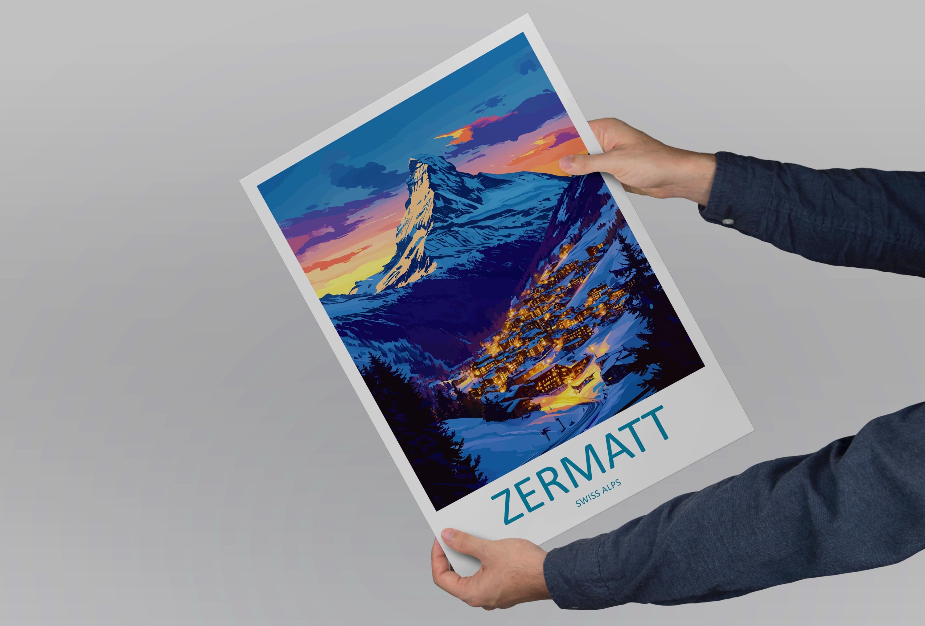 Zermatt Travel Print Wall Art Zermatt Wall Hanging Home Décor Zermatt Gift Art Lovers Ski Art Lover Gift Zermatt Print Skiing Zermatt Art