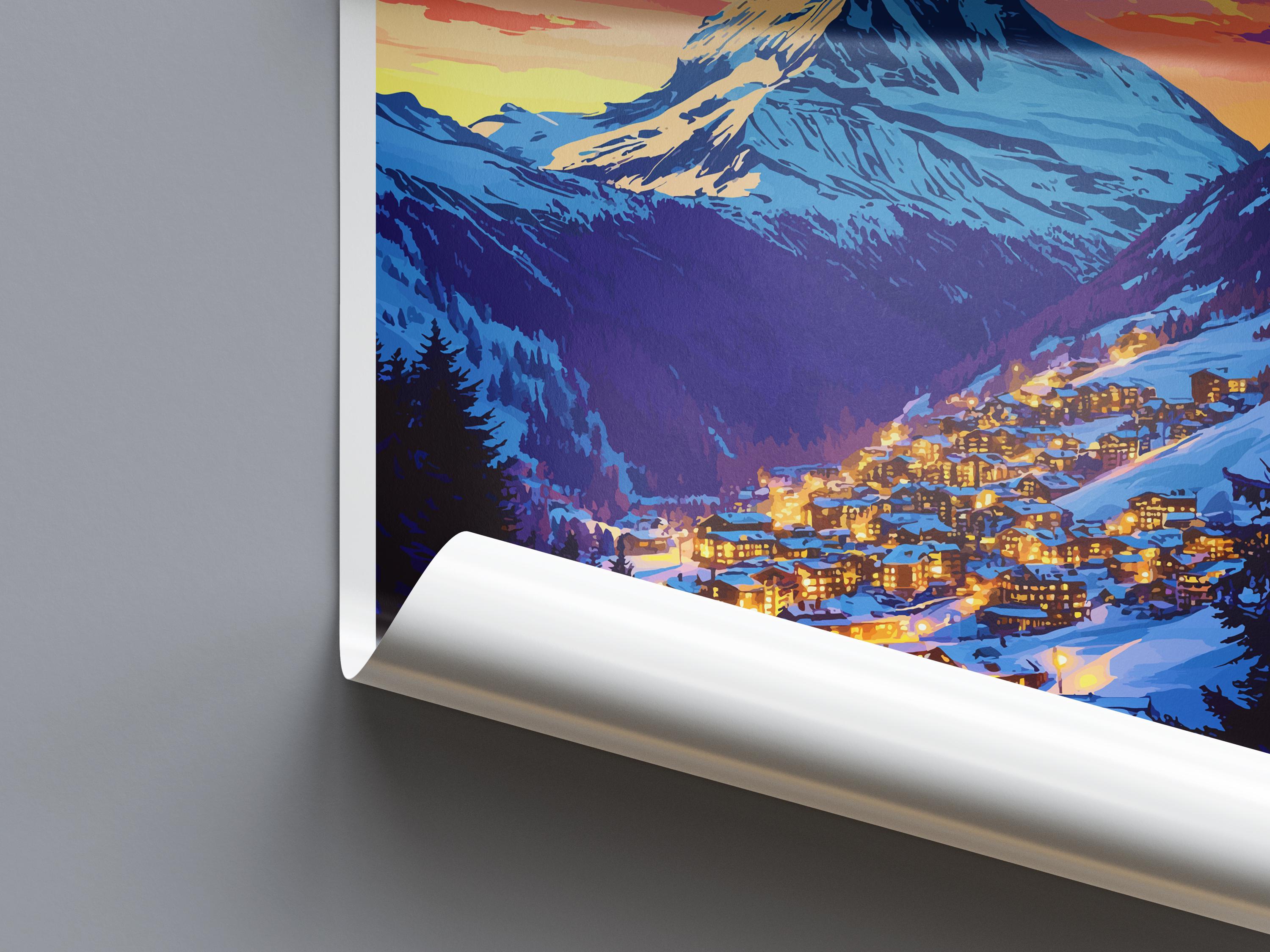 Zermatt Travel Print Wall Art Zermatt Wall Hanging Home Décor Zermatt Gift Art Lovers Ski Art Lover Gift Zermatt Print Skiing Zermatt Art