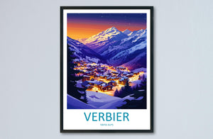 Verbier Travel Print Wall Art Verbier Wall Hanging Home Décor Verbier Gift Art Lovers Ski Art Lover Gift Verbier Print Skiing Art Poster