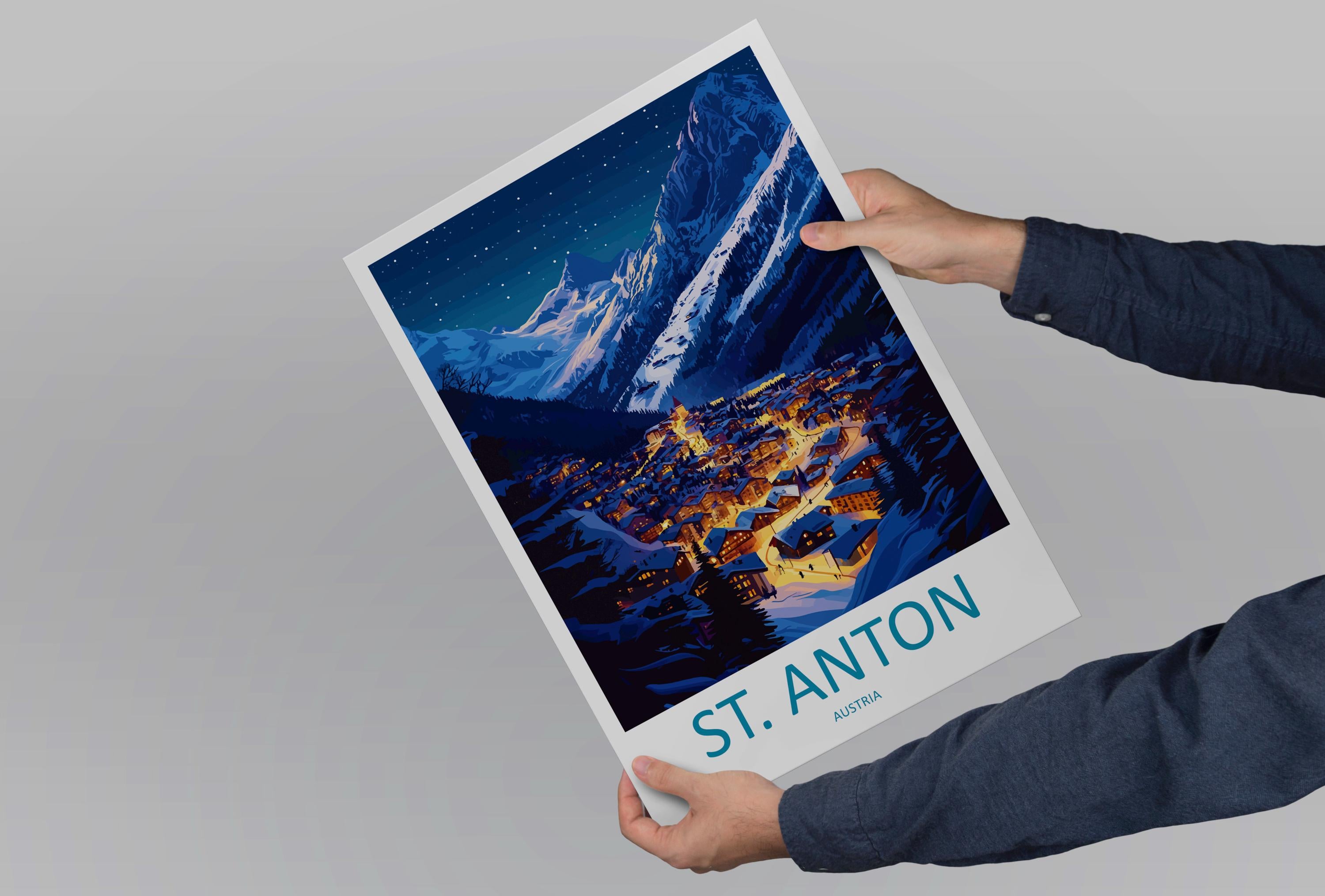 St. Anton Travel Print Wall Art St. Anton Wall Hanging Home Décor St. Anton Gift Art Lovers Ski Art Lover Gift St. Anton Print Skiing Print