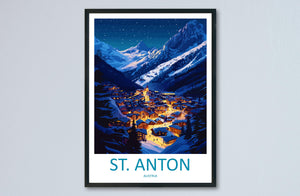 St. Anton Travel Print Wall Art St. Anton Wall Hanging Home Décor St. Anton Gift Art Lovers Ski Art Lover Gift St. Anton Print Skiing Print