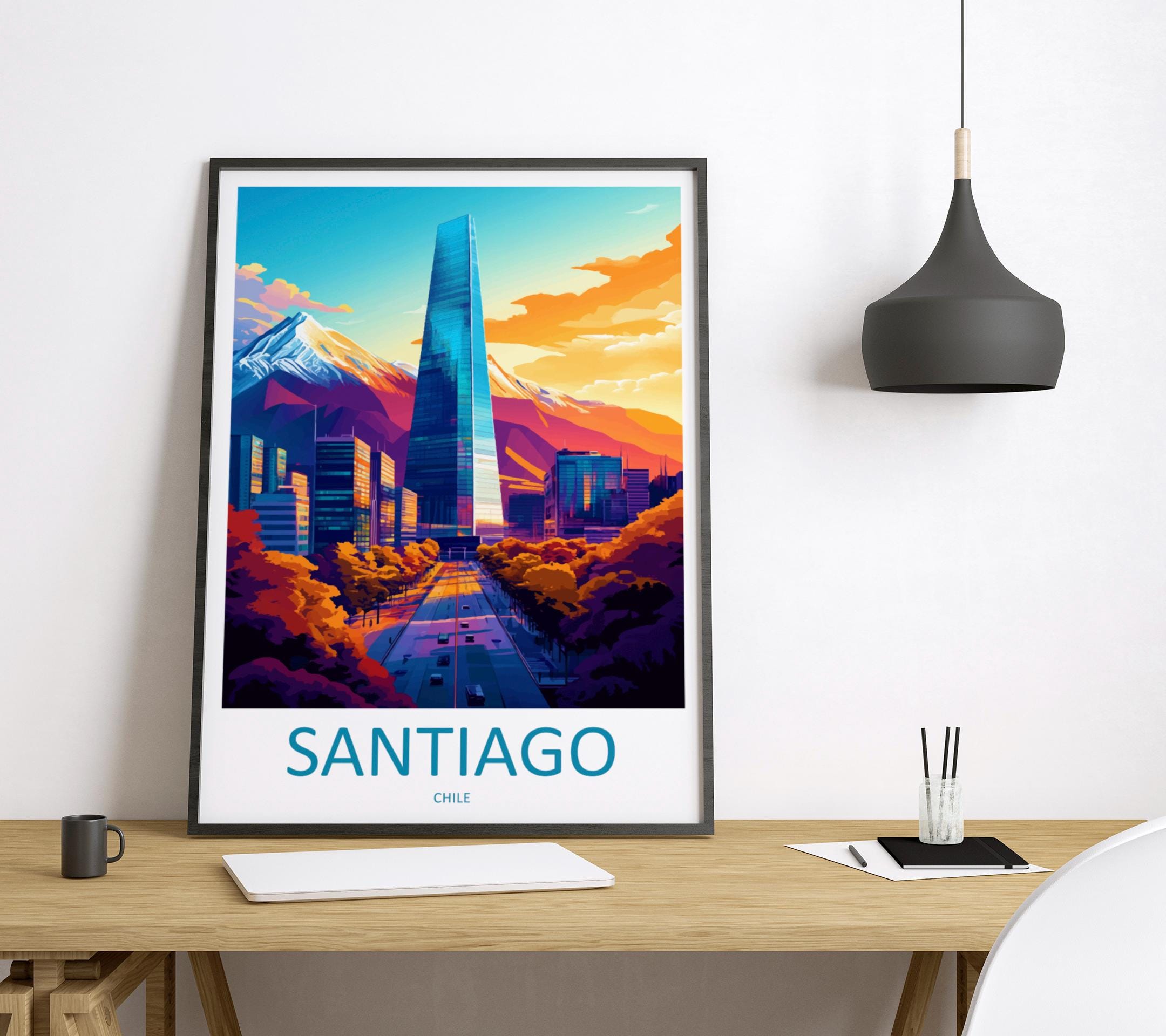 Santiago Travel Print Wall Art Santiago Wall Hanging Home Decoration Santiago Gift Art Lovers Wall Art Print Art Santiago Wall Print Chile