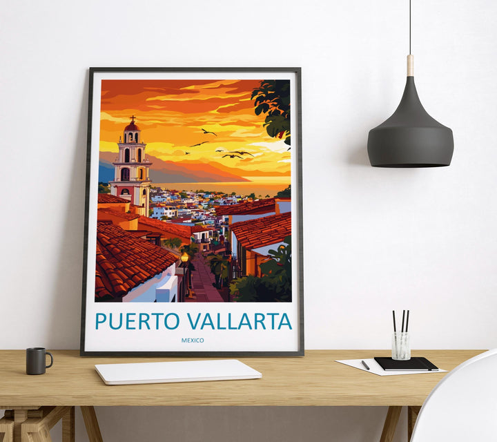 Puerto Vallarta Travel Print Wall Art Puerto Vallarta Wall Hanging Home Decor Puerto Vallarta Gift Art Lovers Wall Art Print Art Mexico Art
