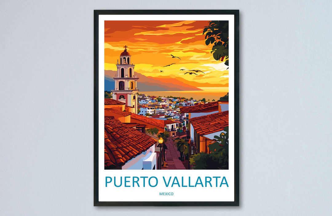 Puerto Vallarta Travel Print Wall Art Puerto Vallarta Wall Hanging Home Decor Puerto Vallarta Gift Art Lovers Wall Art Print Art Mexico Art