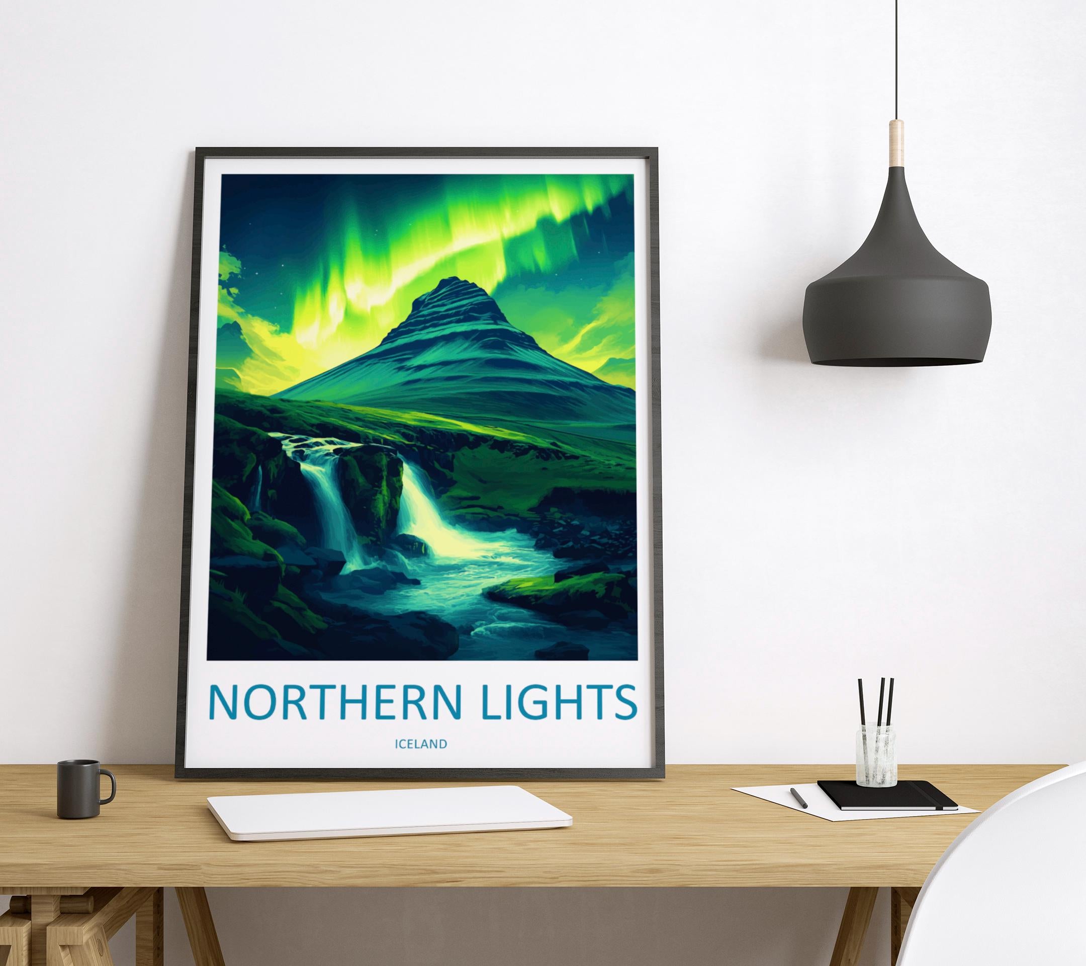 Northern Lights Travel Print Wall Art Aurora Borealis Wall Hanging Home Décor Aurora Borealis Gift Art Lovers Iceland Art Lover Gift Decor