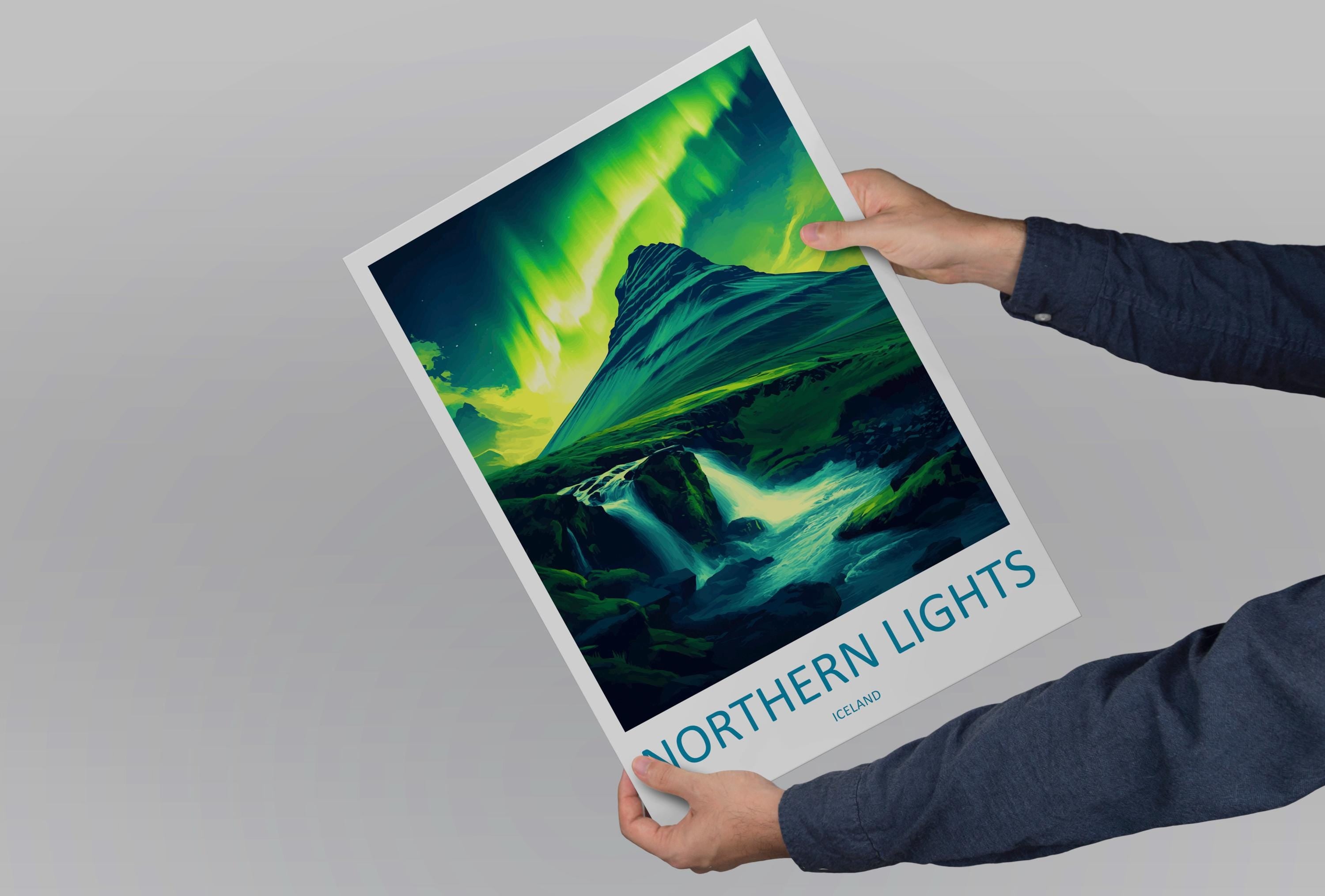 Northern Lights Travel Print Wall Art Aurora Borealis Wall Hanging Home Décor Aurora Borealis Gift Art Lovers Iceland Art Lover Gift Decor