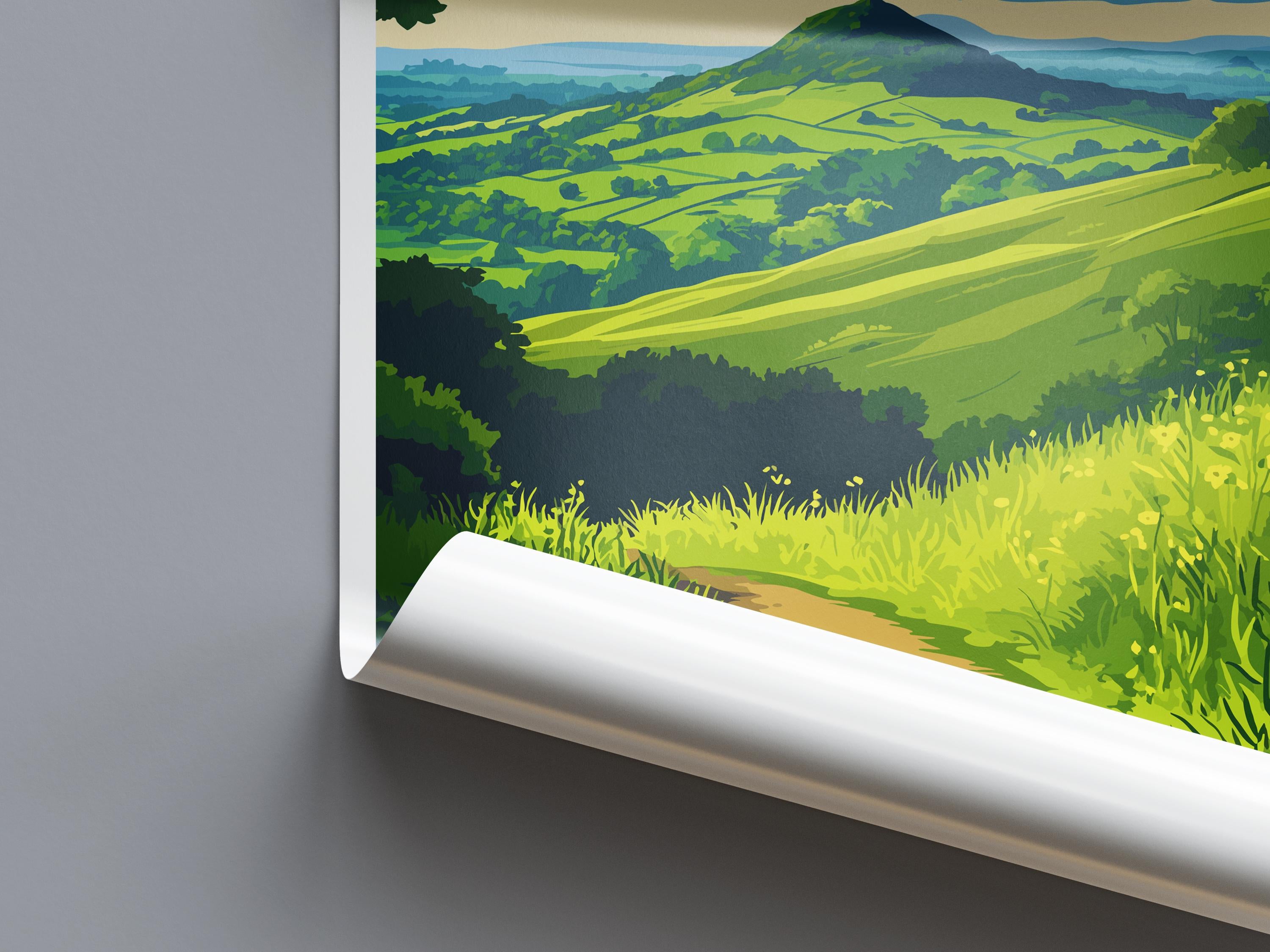 Malvern Hills Travel Print Wall Art Malvern Hills Wall Hanging Home Decoration Malvern Hills Gift Art Lovers Wall Art AONB Wall Print