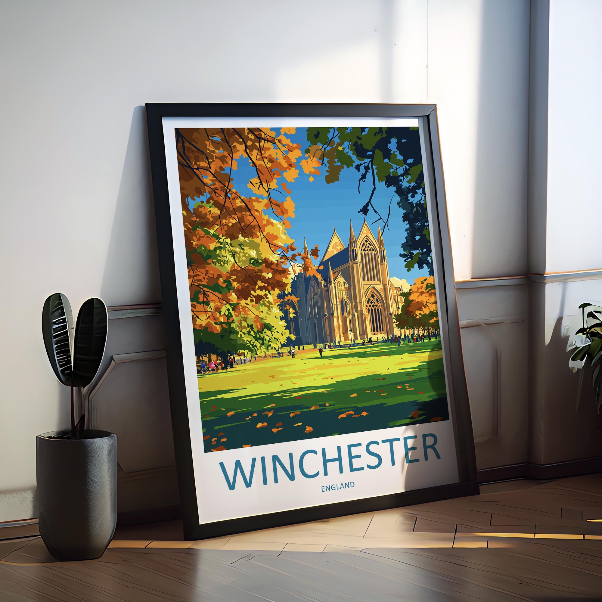 Winchester Travel Print Wall Art Winchester Wall Hanging Home Décor Winchester Gift Art Lovers England Art Lover Gift Winchester Travel