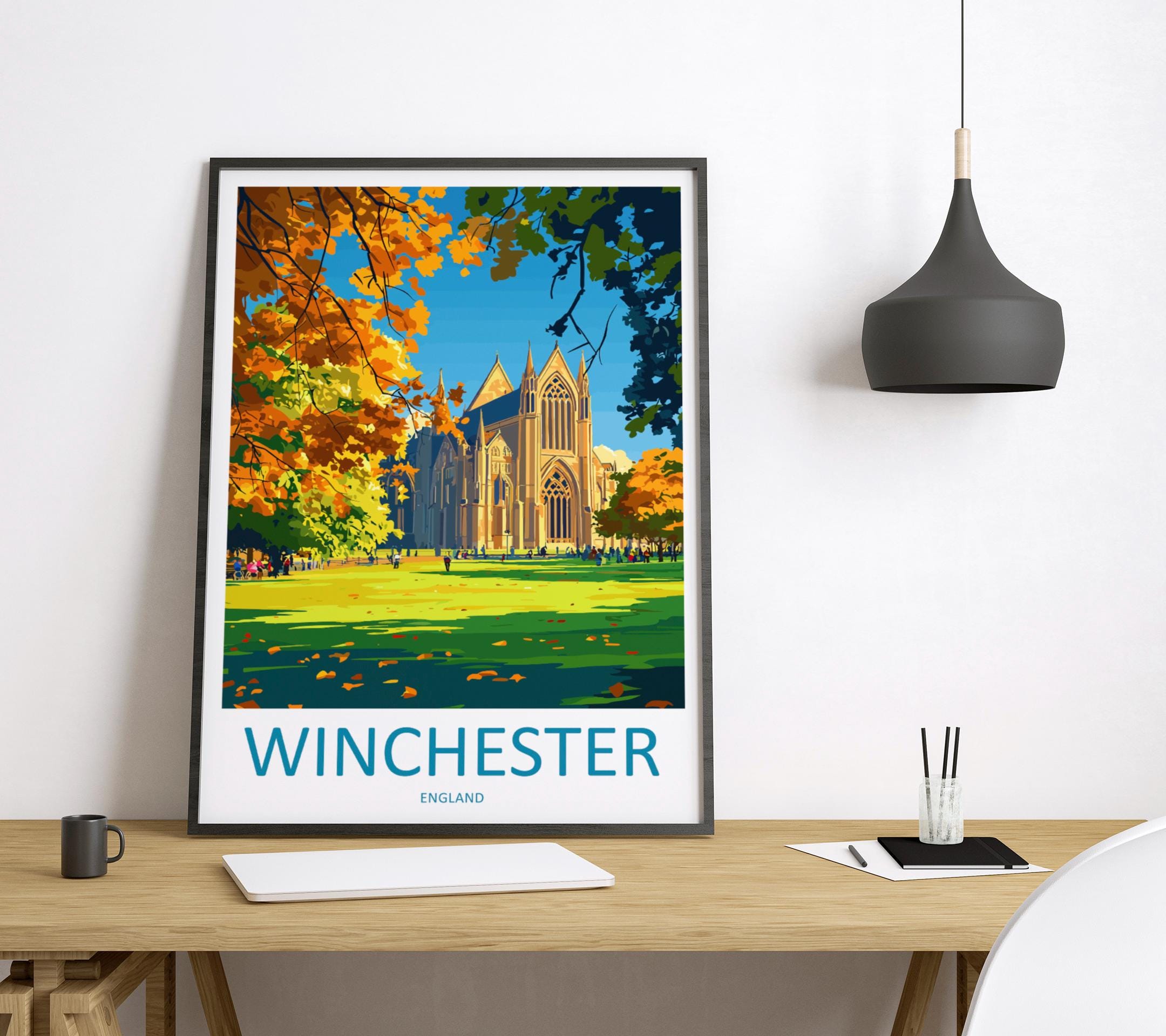 Winchester Travel Print Wall Art Winchester Wall Hanging Home Décor Winchester Gift Art Lovers England Art Lover Gift Winchester Travel