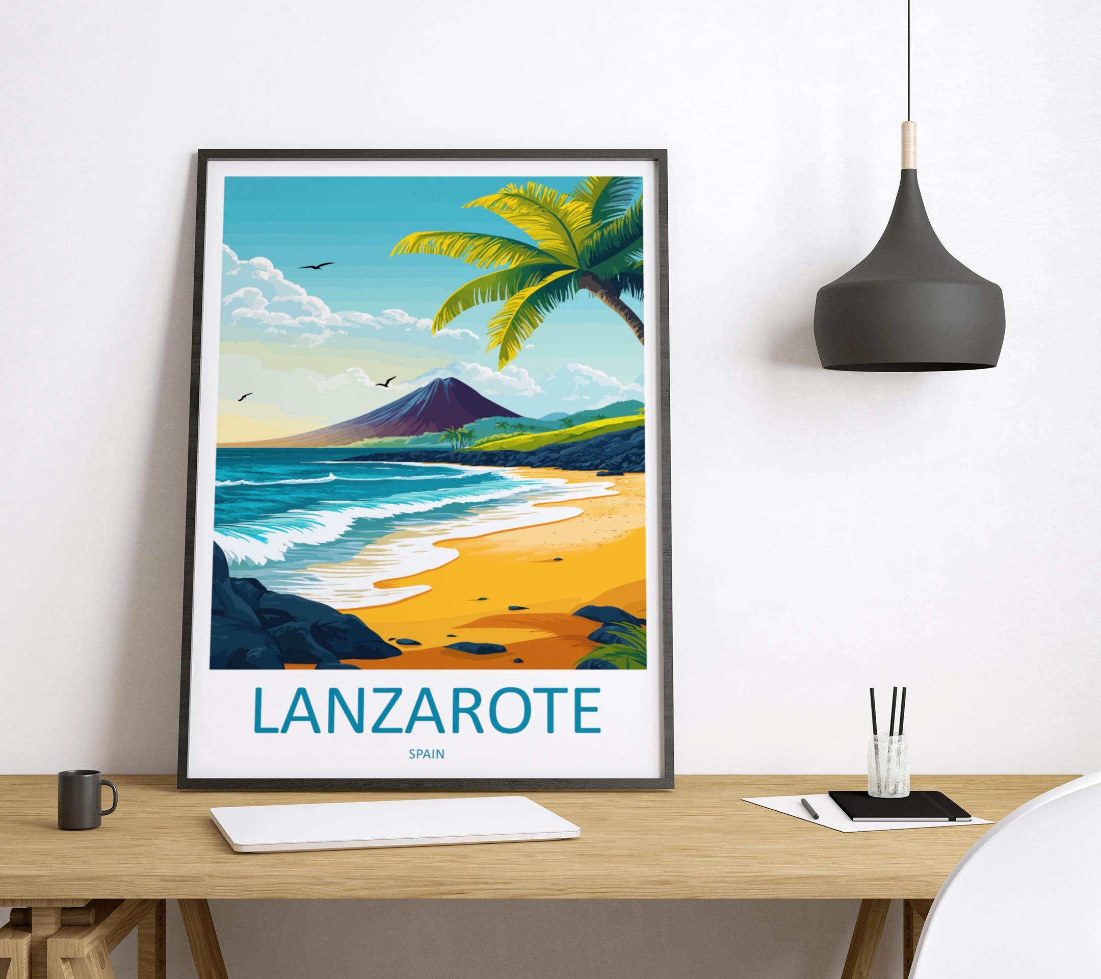 Lanzarote Travel Print Wall Art Lanzarote Wall Hanging Home Décor Lanzarote Gift Art Lovers Spain Art Lover Gift Lanzarote Wall Décor