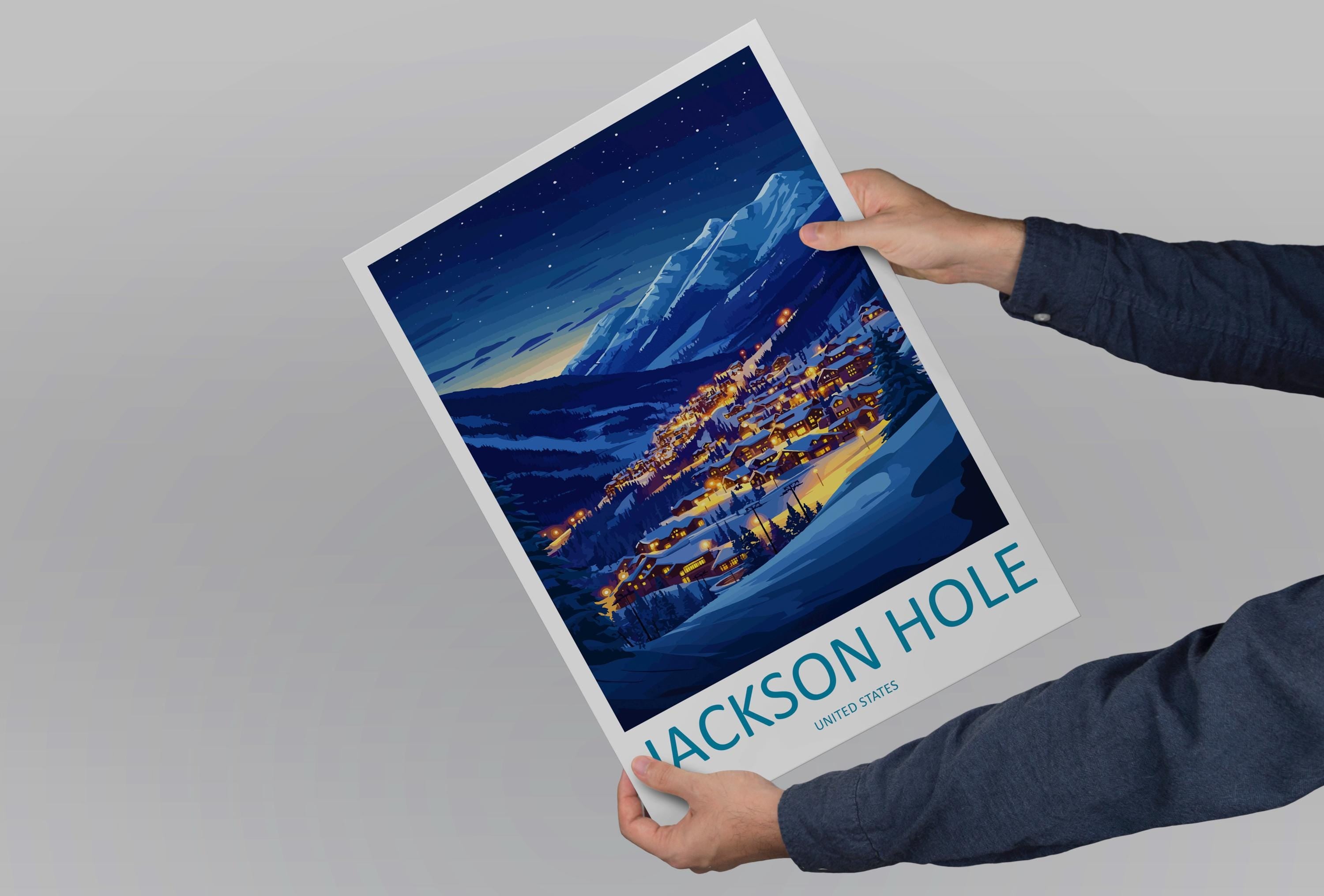 Jackson Hole Travel Print Wall Art Jackson Hole Wall Hanging Home Décor Jackson Hole Gift Art Lovers Ski Art Lover Gift Jackson Hole Print