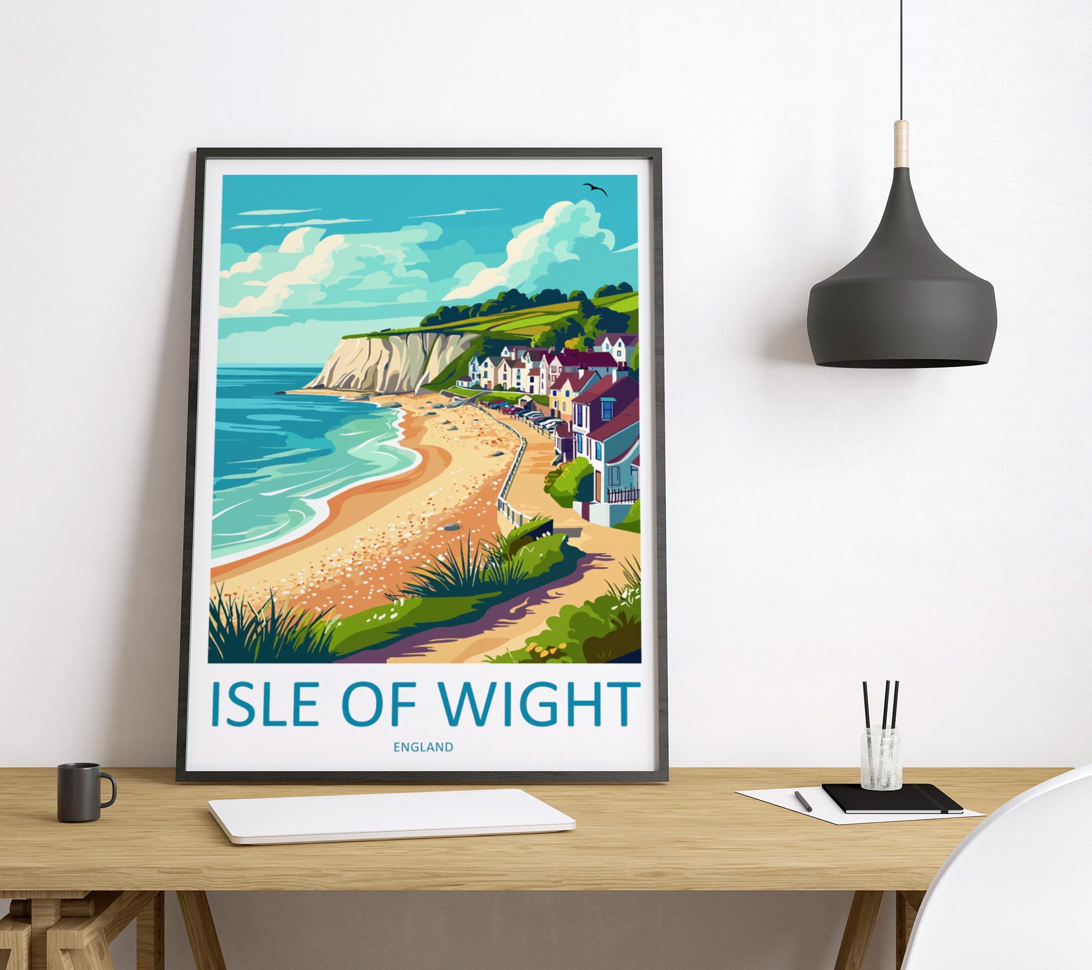 Isle Of Wight Travel Print Wall Art Isle Of Wight Wall Hanging Home Decor Isle Of Wight Gift Art Lovers Wall Art AONB Print