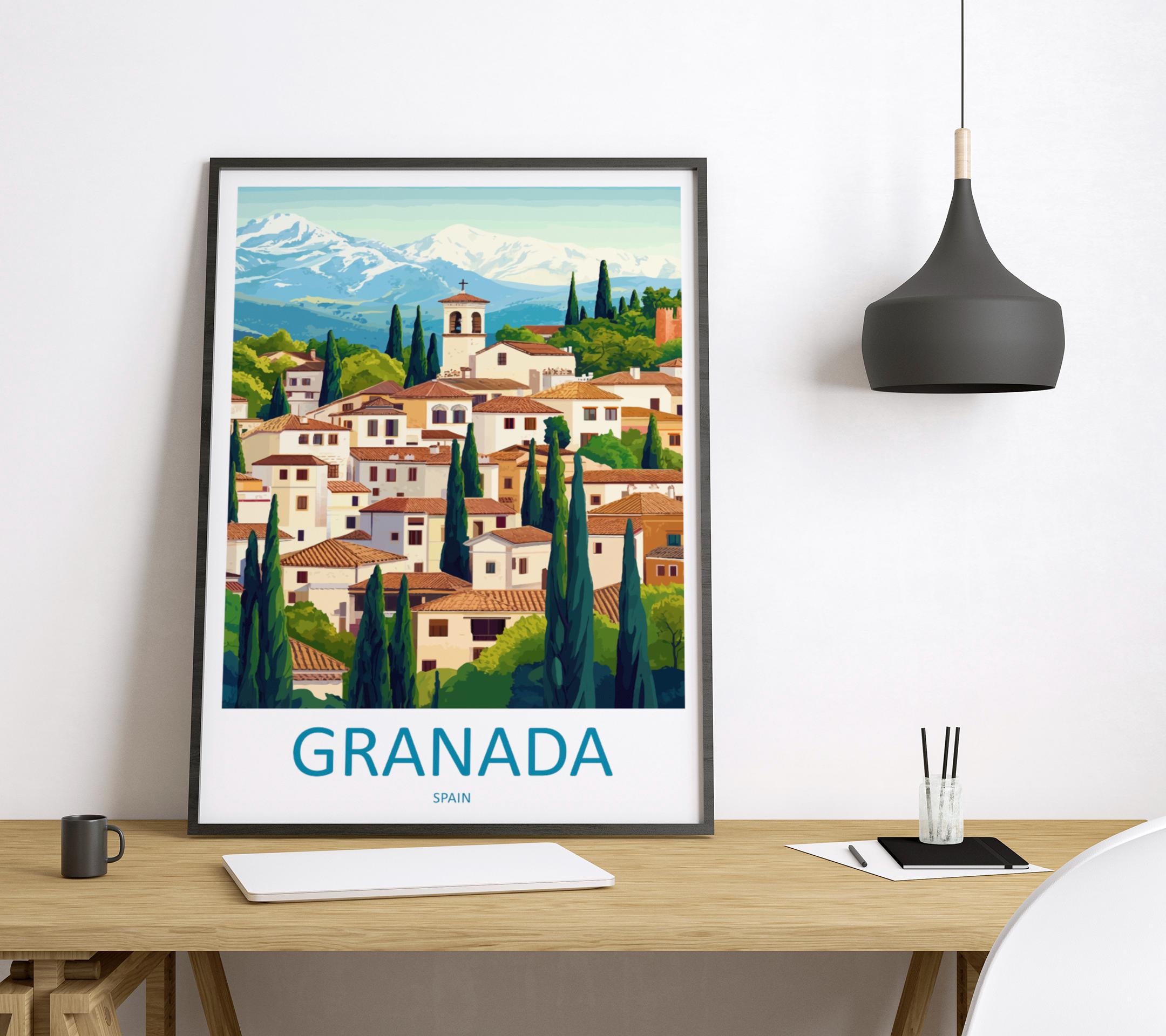 Granada Travel Print Wall Art Granada Wall Hanging Home Décor Granada Gift Art Lovers Spain Art Lover Gift Granada Wall Décor Granada Art