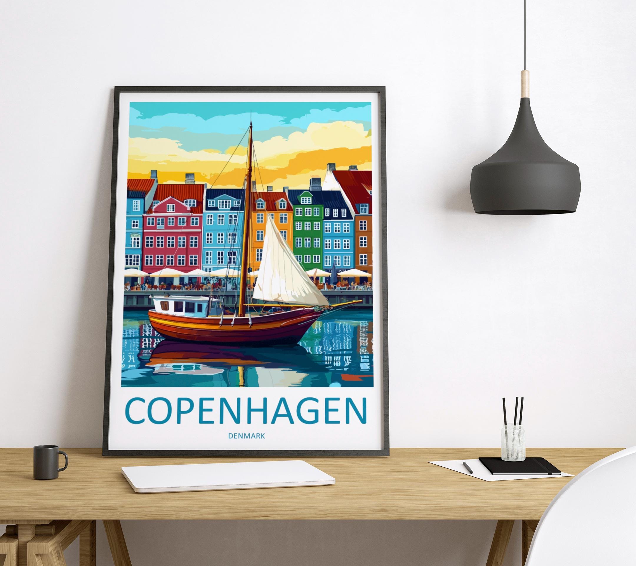 Copenhagen Travel Print Wall Art Copenhagen Wall Hanging Home Décor Copenhagen Gift Art Lovers Denmark Art Lover Gift Copenhagen Wall Décor