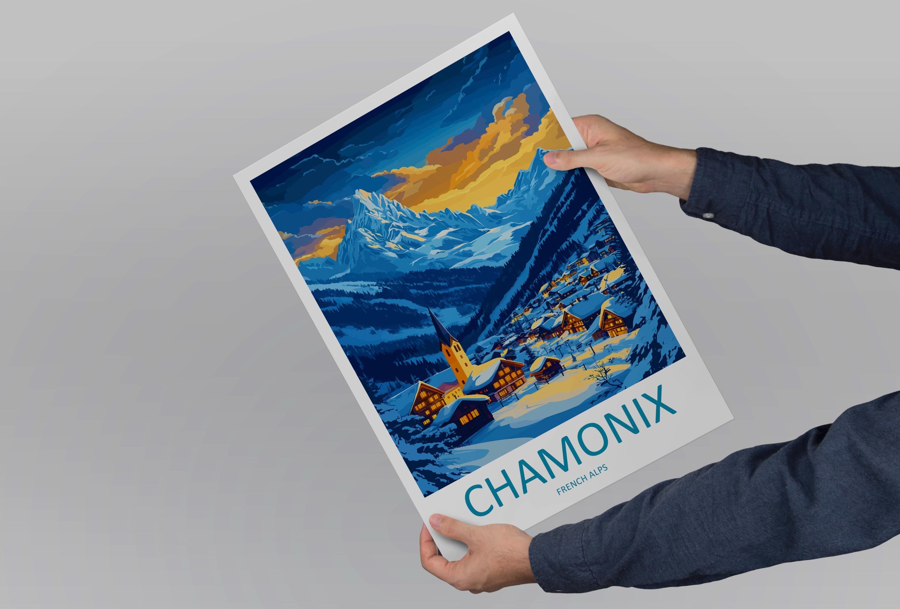 Chamonix Travel Print Wall Art Chamonix Wall Hanging Home Décor Chamonix Gift Art Lovers Ski Art Lover Gift Chamonix Print Skiing Artwork