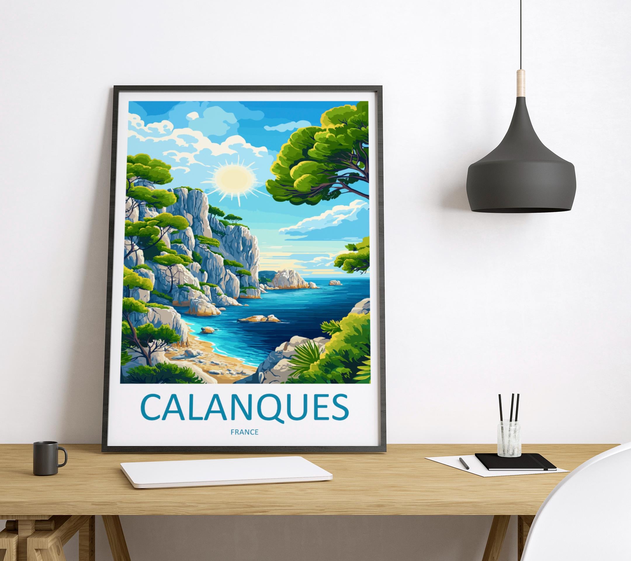 Calanques Travel Print Wall Art Calanques France Wall Hanging Home Decoration Calanques Gift Art Lovers Wall Art Print Calanques Wall Ar