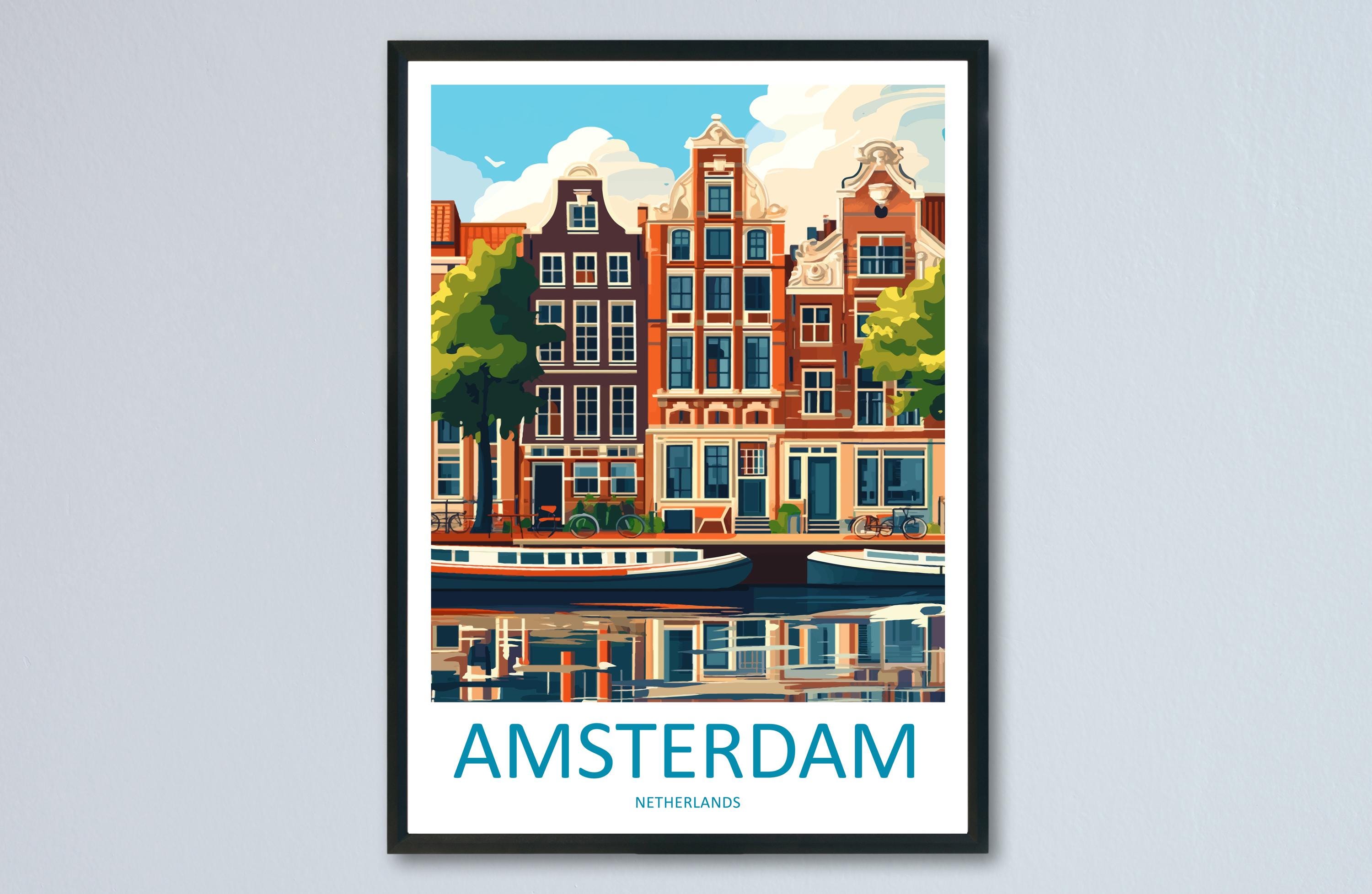 Amsterdam Travel Print Wall Art Amsterdam Wall Hanging Home Décor Amsterdam Gift Art Lovers Netherlands Art Lover Gift Amsterdam Decor