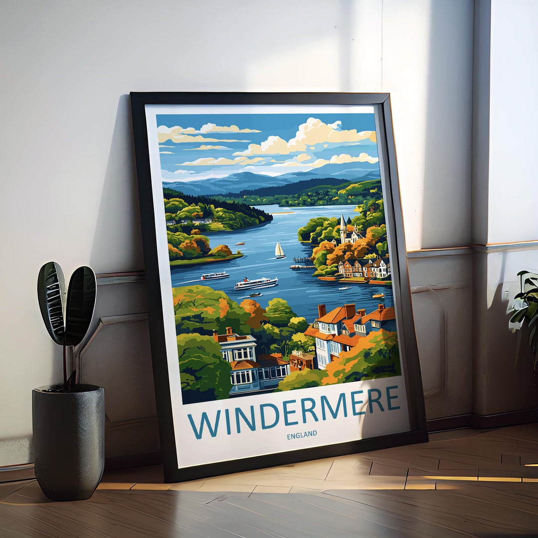 Windermere Travel Print Wall Art Windermere Wall Hanging Home Décor Windermere Gift Art Lovers England Art Lover Gift Windermere Souvenir