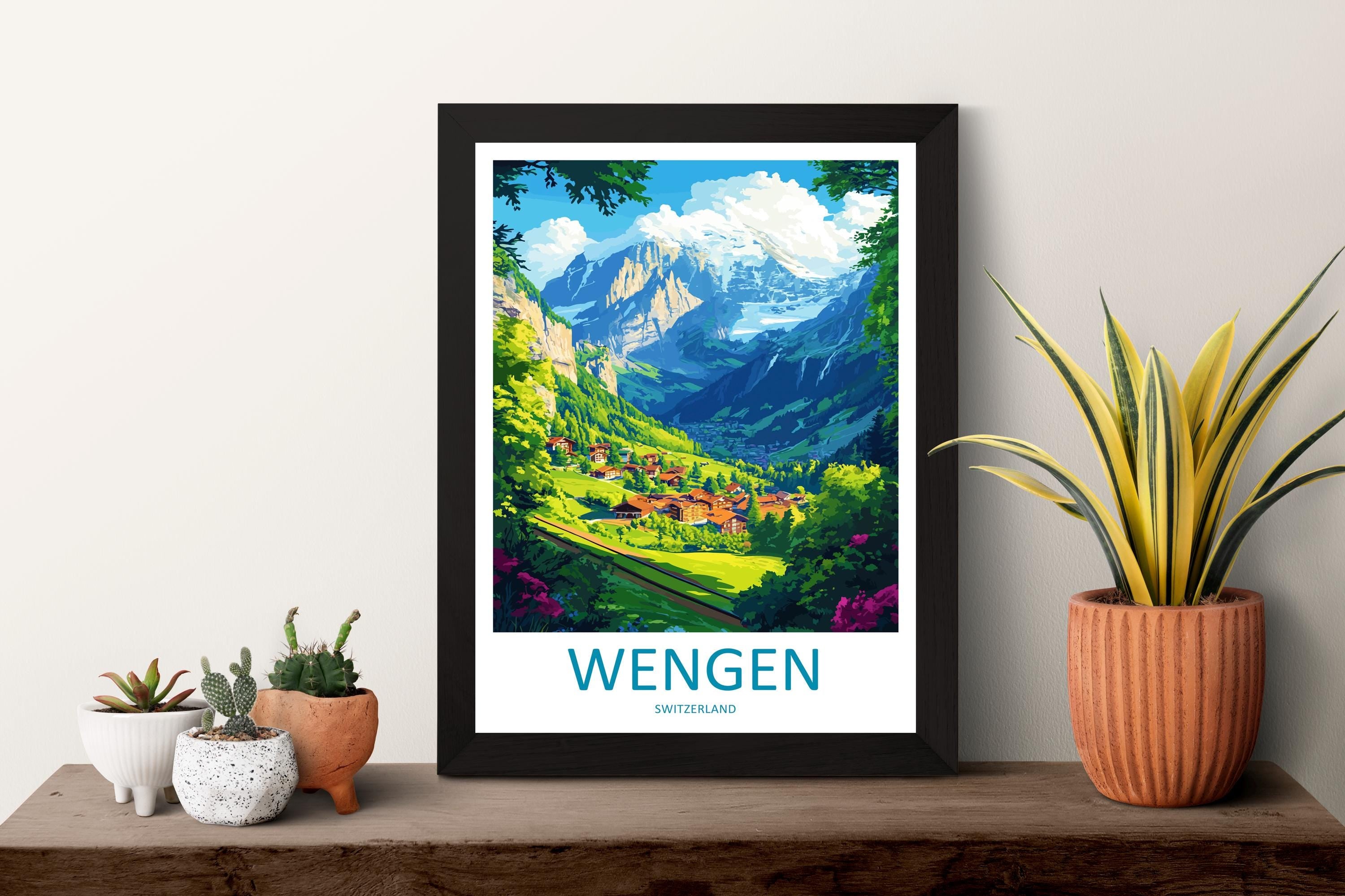 Wengen Travel Print Wall Art Wengen Wall Hanging Home Décor Wengen Gift Art Lovers Switzerland Art Lover Gift Wengen Travel Art