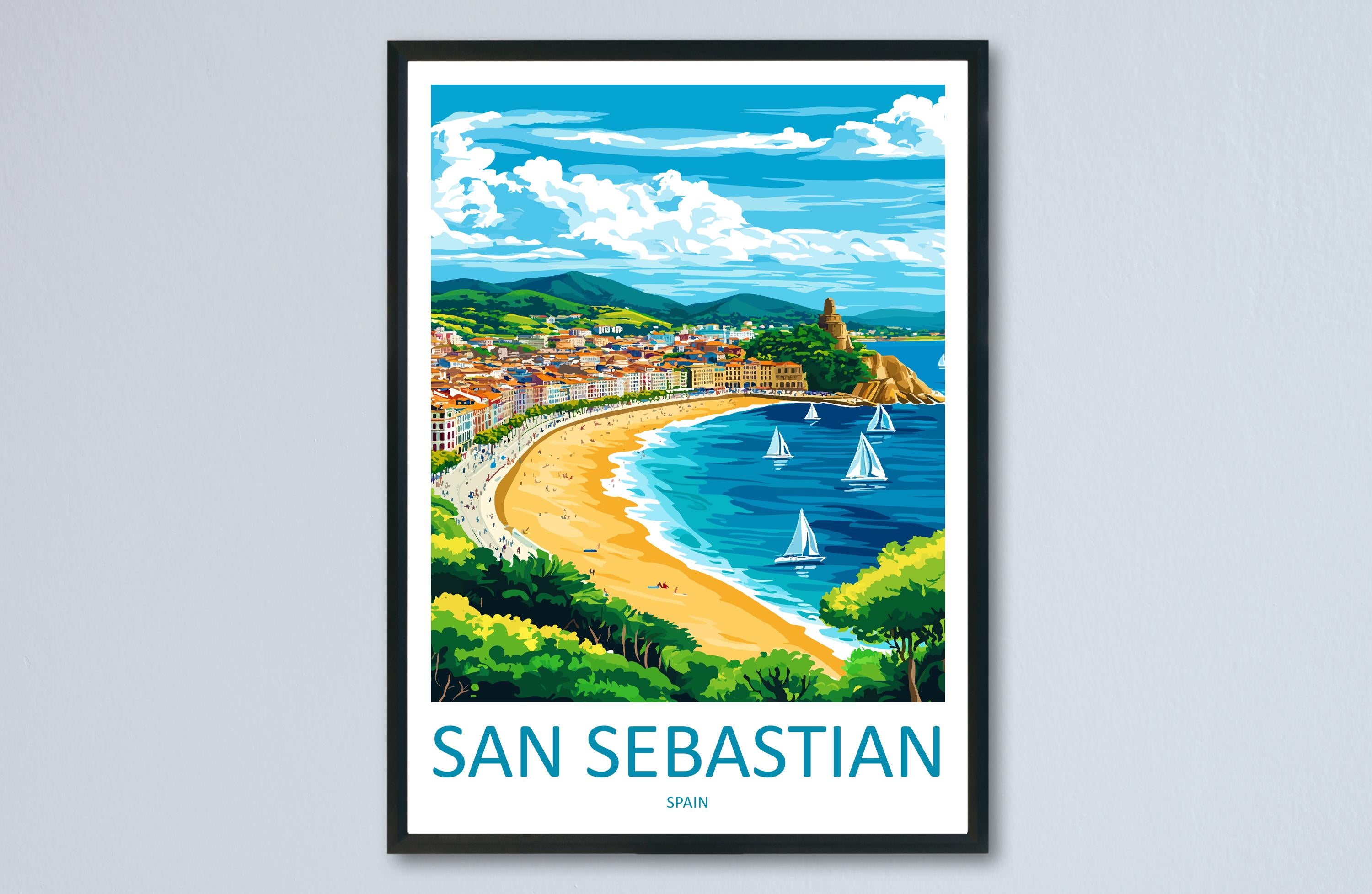 San Sebastian Travel Print Wall Art San Sebastian Wall Hanging Home Décor San Sebastian Gift Art Lovers Spain Art Lover Gift San Sebastian