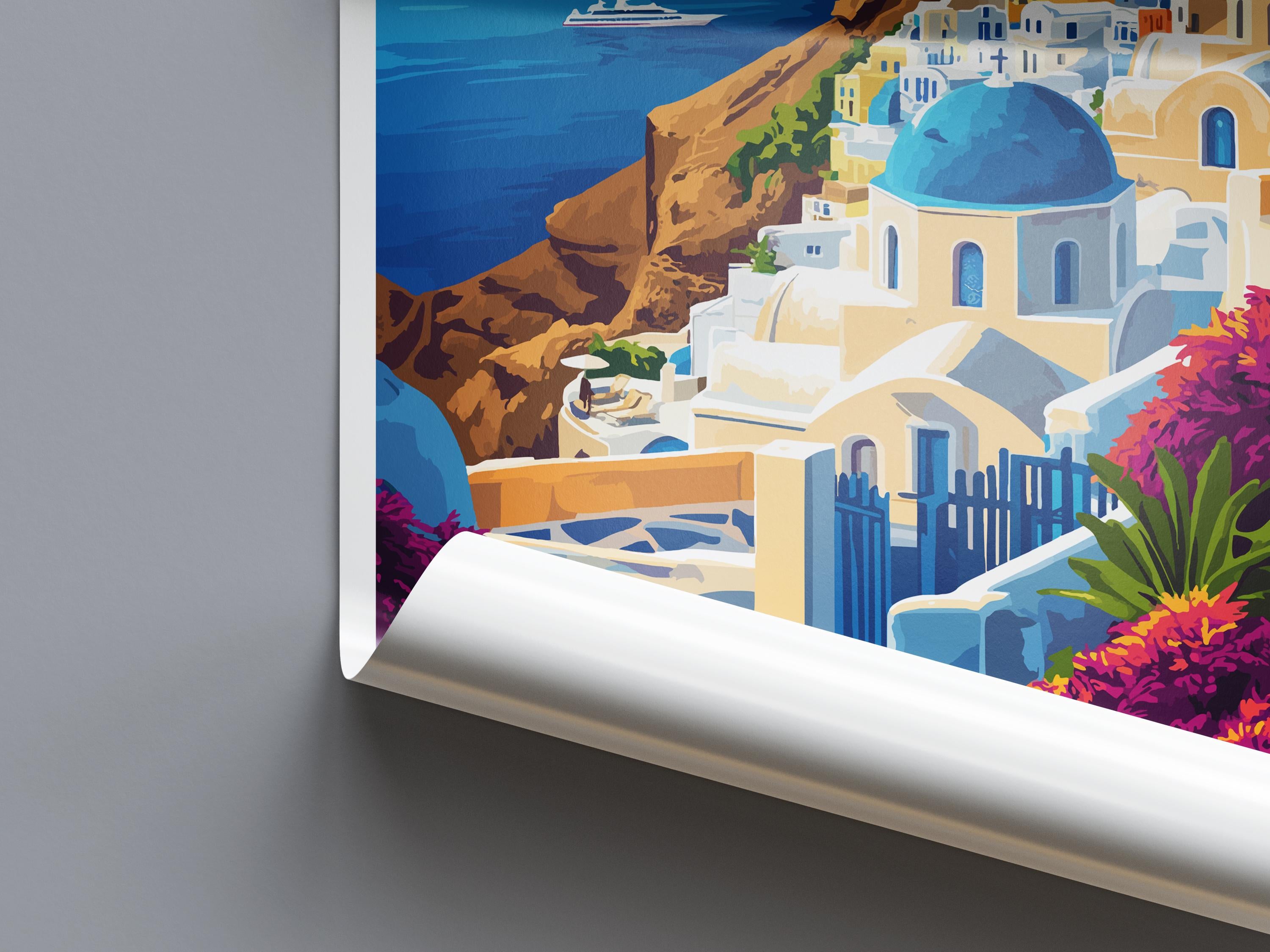 Santorini Travel Print Wall Art Santorini Greece Wall Hanging Home Decoration Santorini Gift Art Lovers Wall Art Print Santorini Greek Print