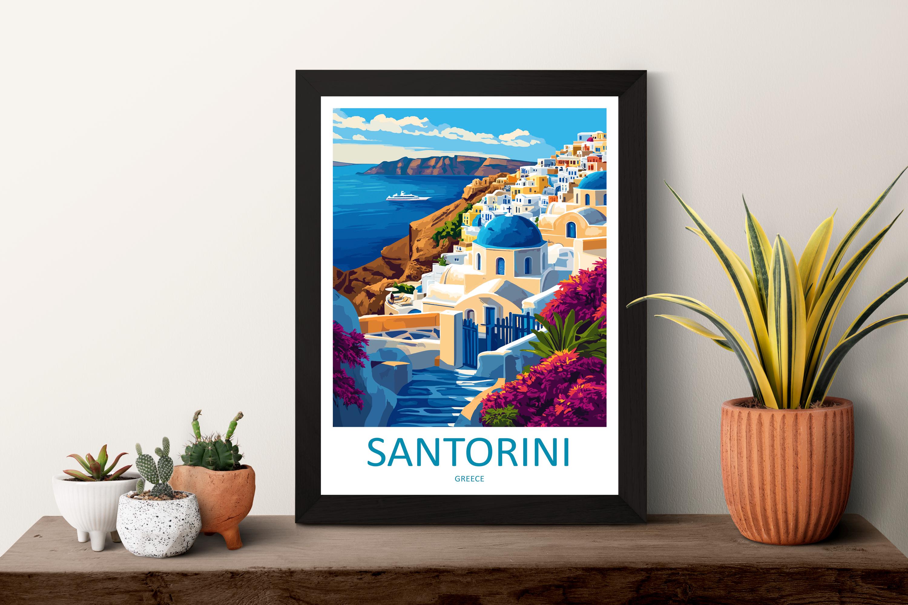 Santorini Travel Print Wall Art Santorini Greece Wall Hanging Home Decoration Santorini Gift Art Lovers Wall Art Print Santorini Greek Print