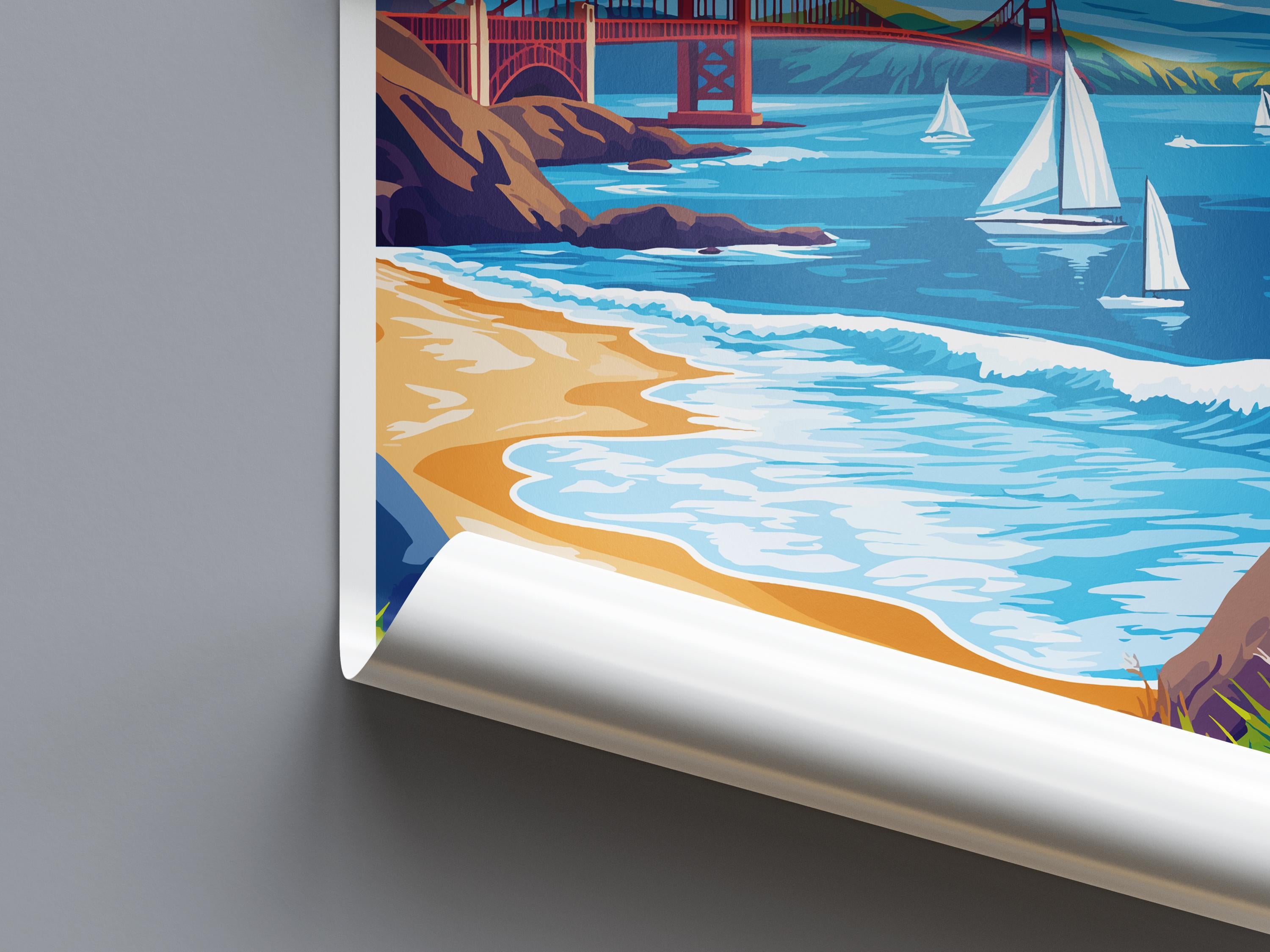 San Francisco Golden Gate Travel Print Wall Art San Francisco Wall Hanging Home Décor San Francisco Gift Art Lovers California Art Lover