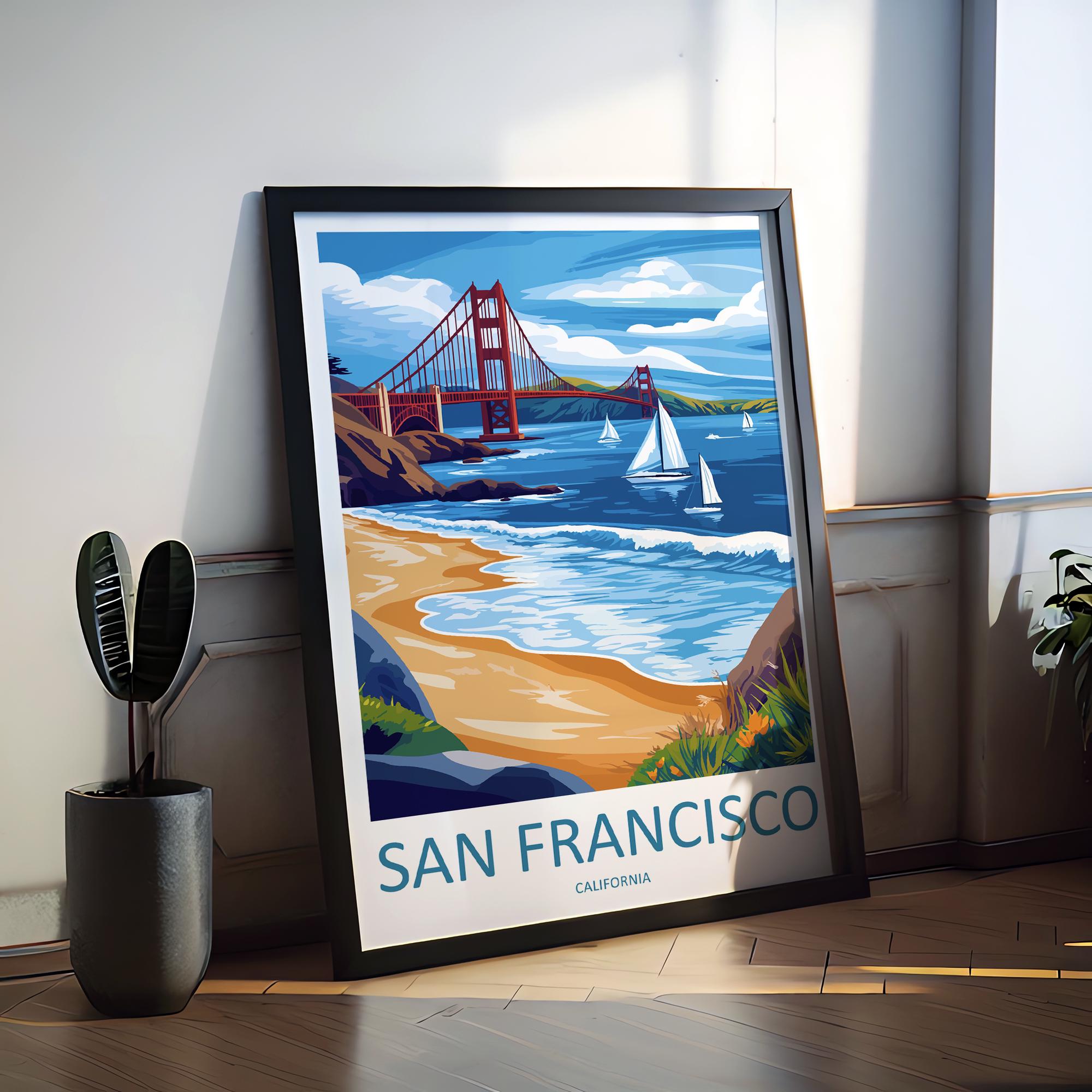 San Francisco Golden Gate Travel Print Wall Art San Francisco Wall Hanging Home Décor San Francisco Gift Art Lovers California Art Lover