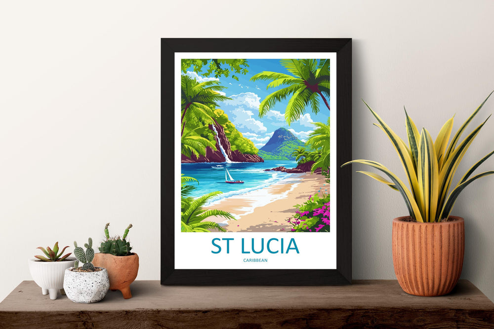 Saint Lucia Travel Print Wall Art Saint Lucia Wall Hanging Home Décor Saint Lucia Gift Art Lovers Wall Art Caribbean Travel Print Poster